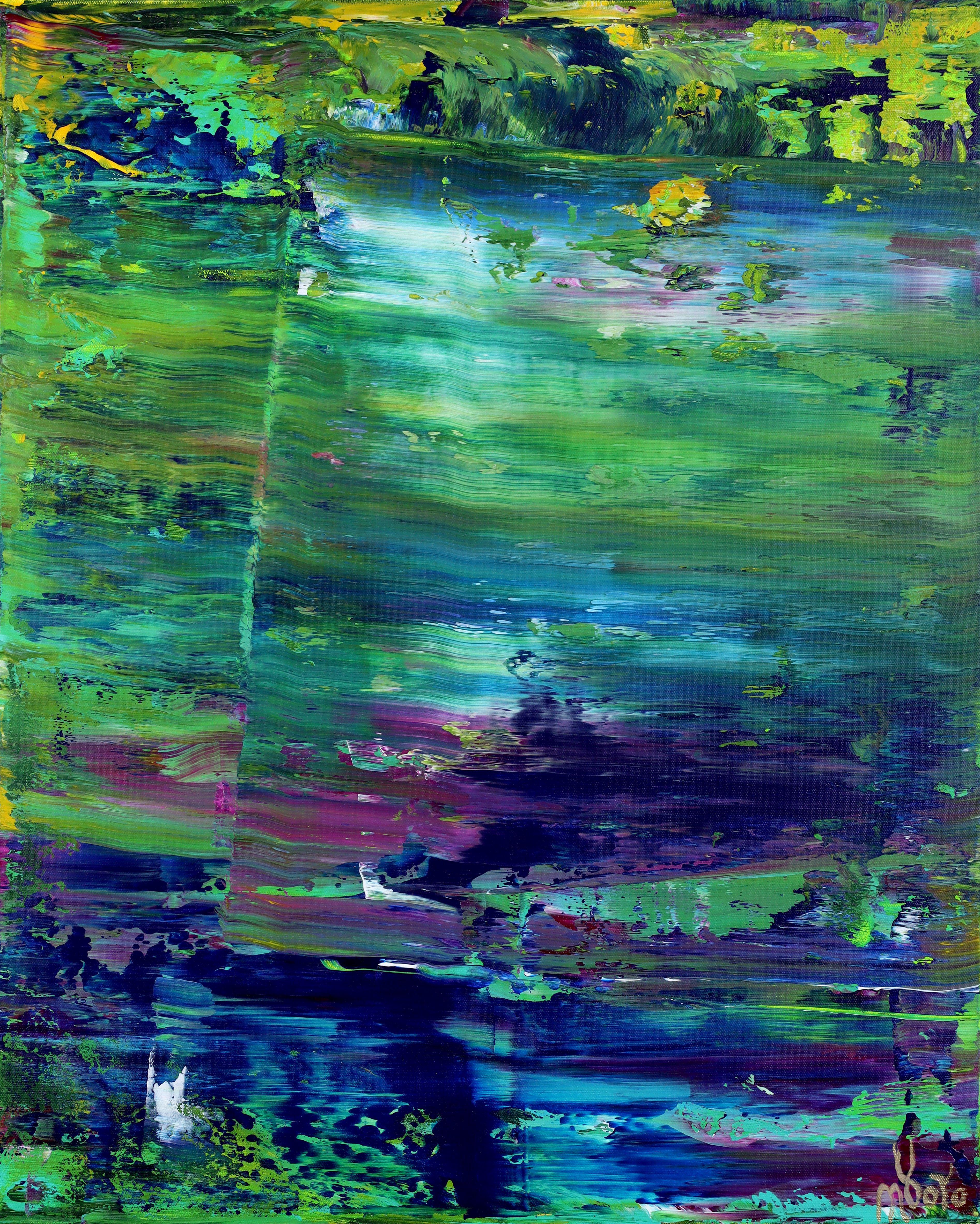 Nestor Toro Abstract Painting - A forest song (Faces of green) 2, Painting, Acrylic on Canvas