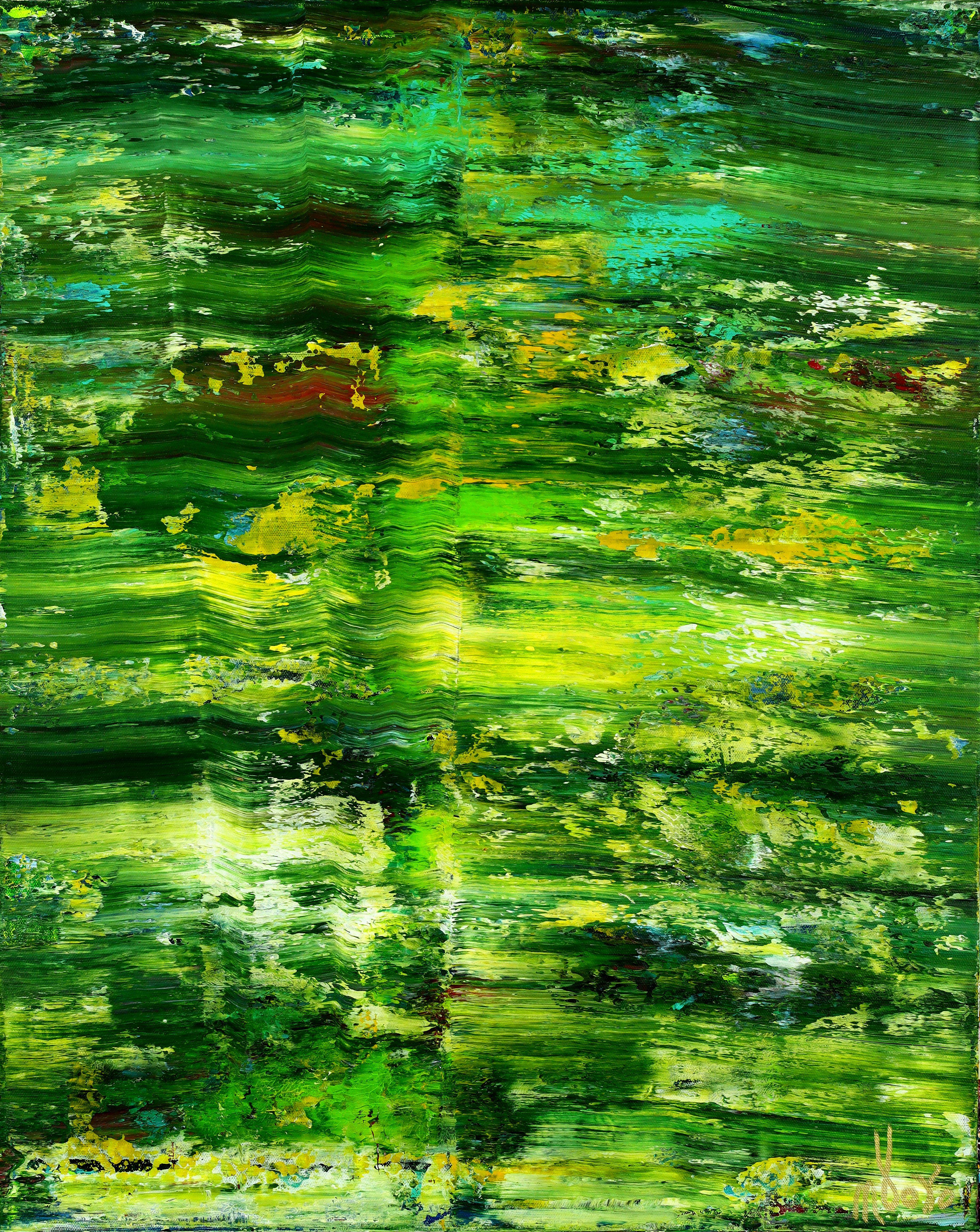 Nestor Toro Abstract Painting - A forest song (Faces of green) 3, Painting, Acrylic on Canvas