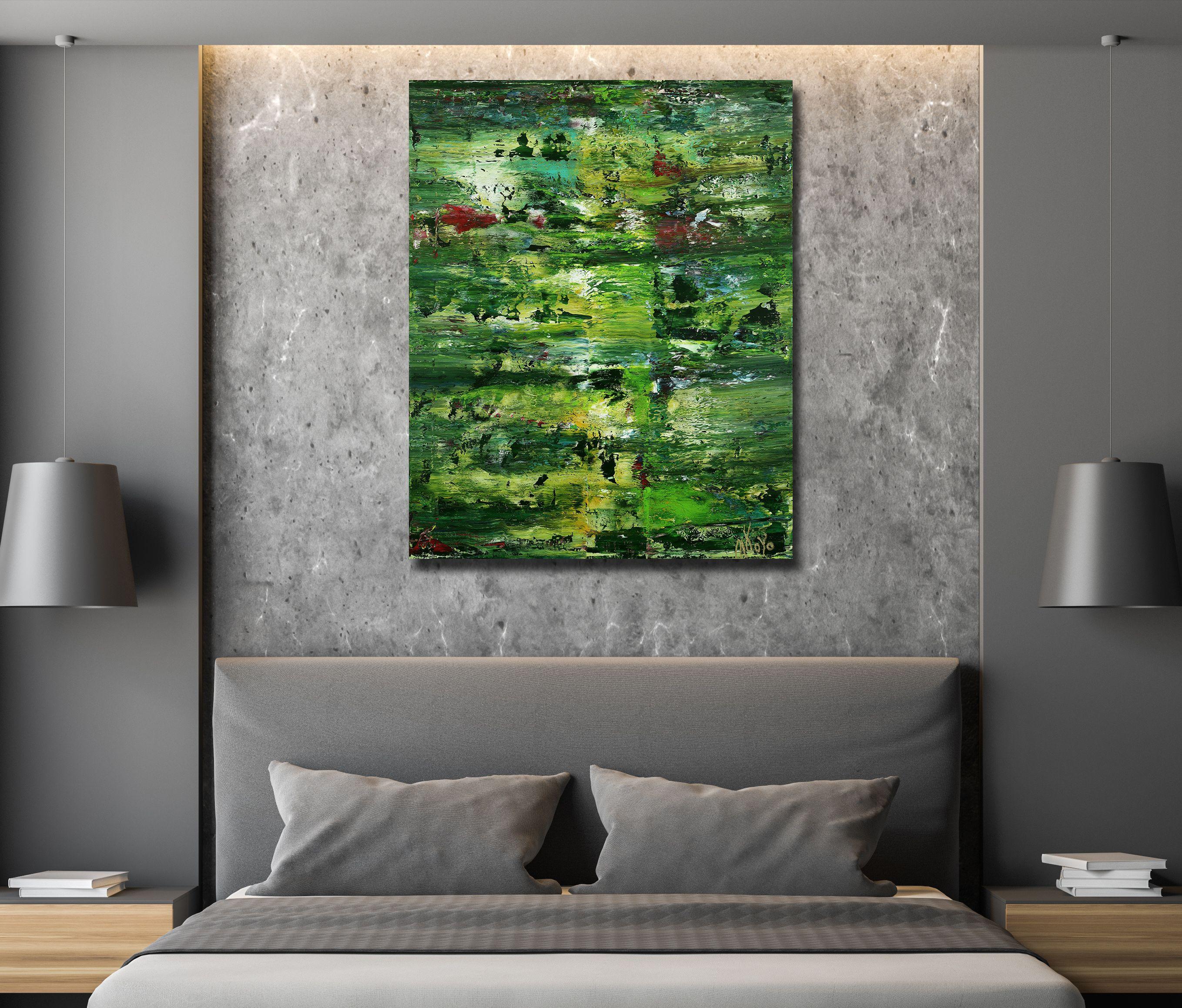 Una canzone della foresta (Faces of Green) 4, Pittura, Acrilico su tela - Painting di Nestor Toro