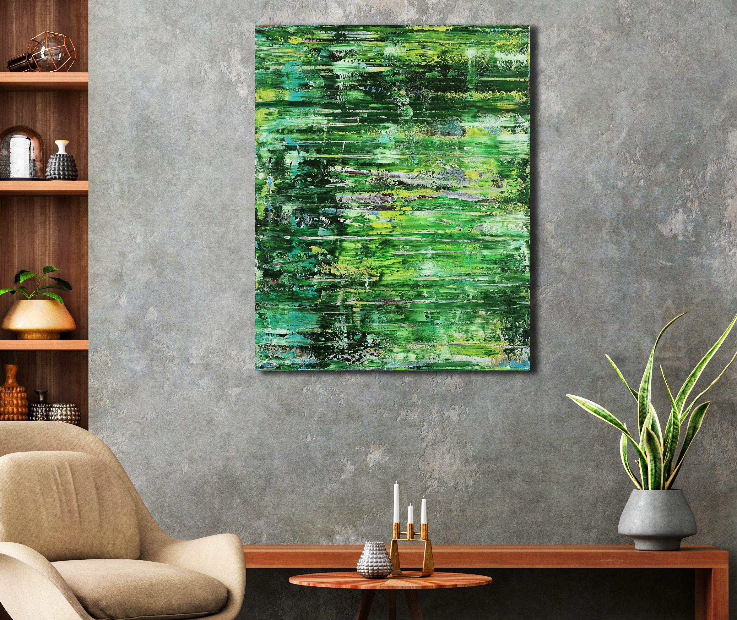 A Forest Song (Faces of Green) 5, Gemälde, Acryl auf Leinwand – Painting von Nestor Toro