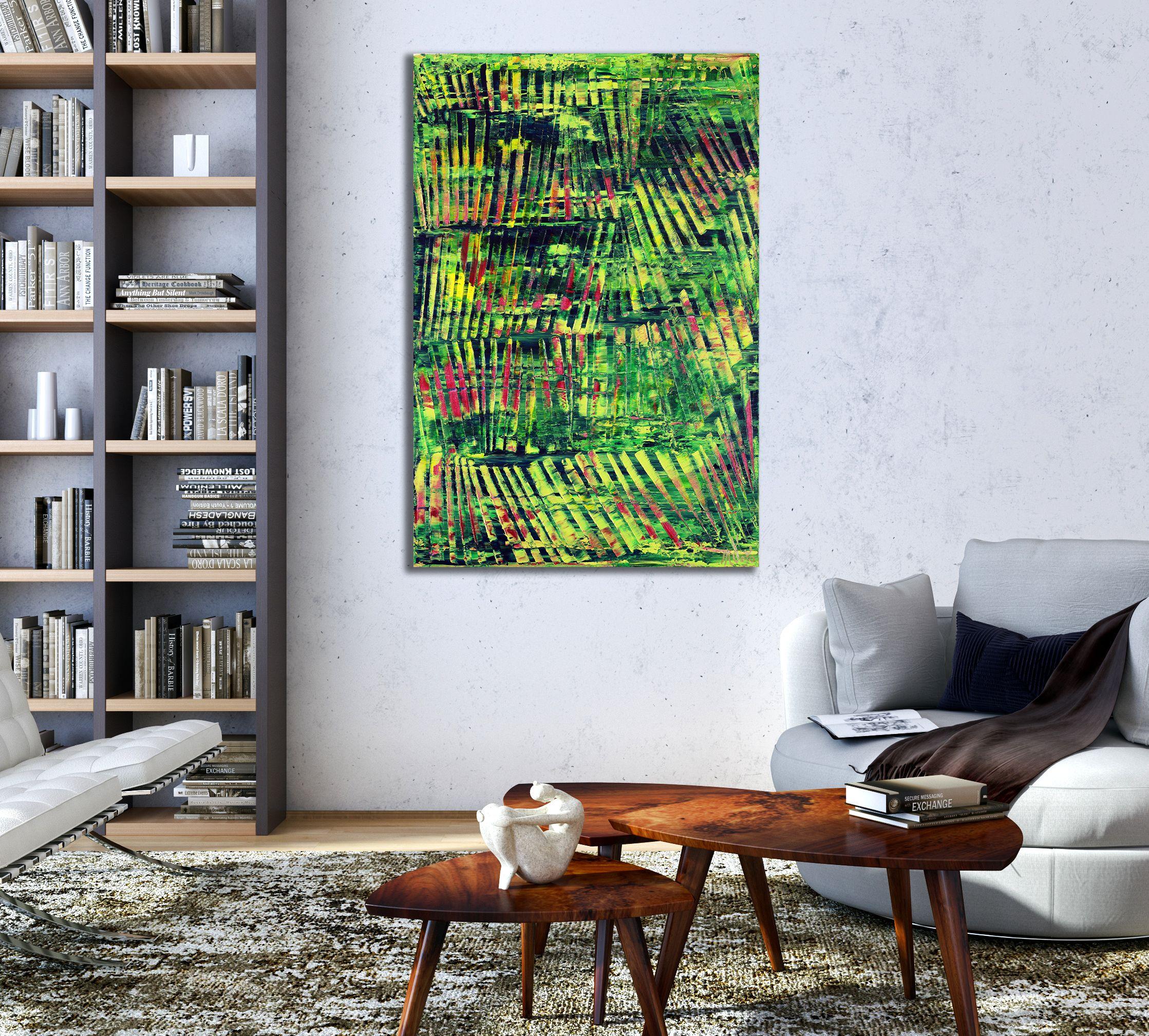 A Forest Song (Faces of Green) 6, Gemälde, Acryl auf Leinwand – Painting von Nestor Toro