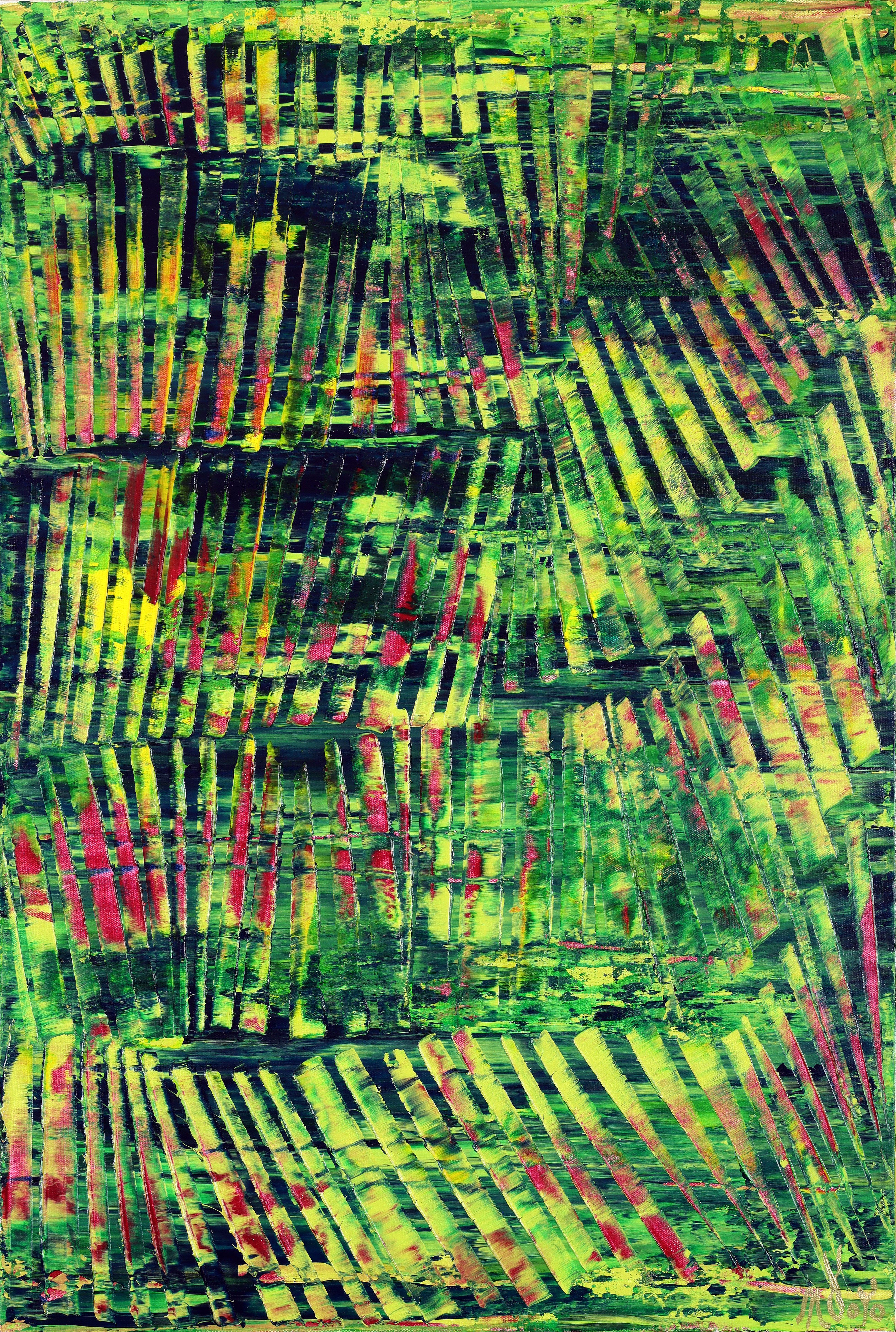 Nestor Toro Abstract Painting – A Forest Song (Faces of Green) 6, Gemälde, Acryl auf Leinwand