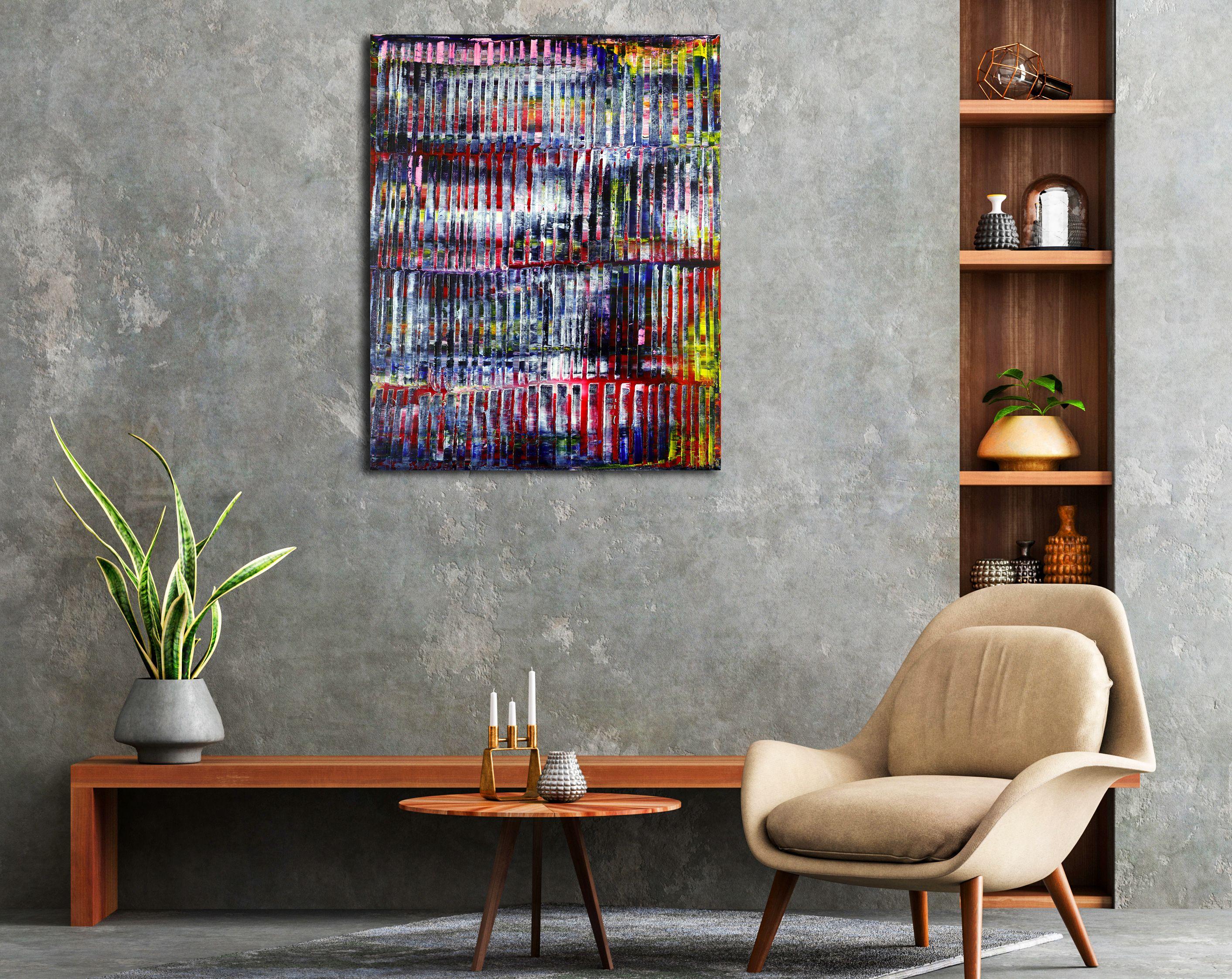 abstract minimalist painting  acrylic on canvas  Inspired by nature    This artwork was created layering and blending thin layers of many colors, yellow, white, pink, blue, magenta, purple and other hues.    Ready to hang    I include a certificate
