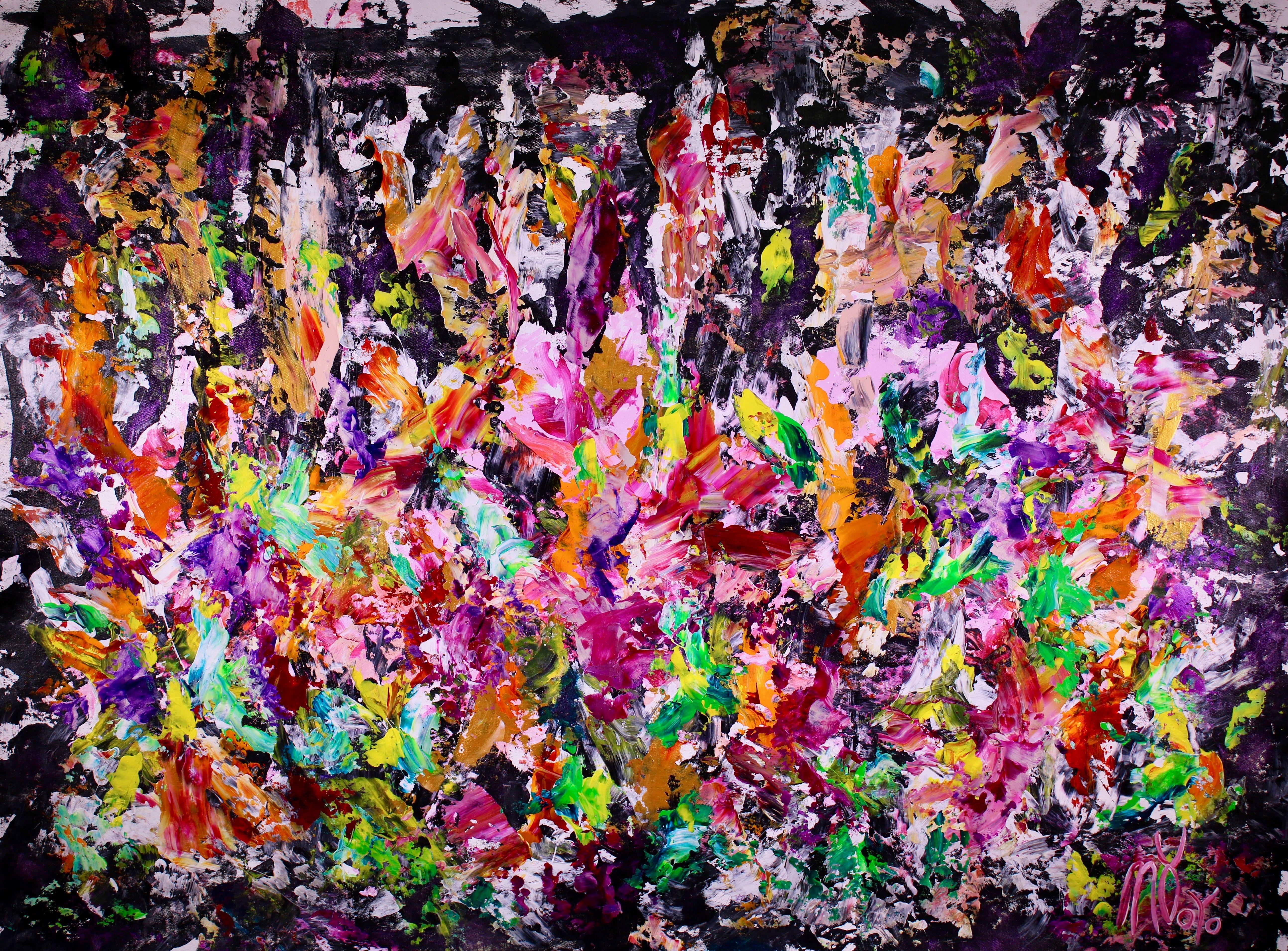 Nestor Toro Abstract Painting - A night of secrets 2, Painting, Acrylic on Canvas