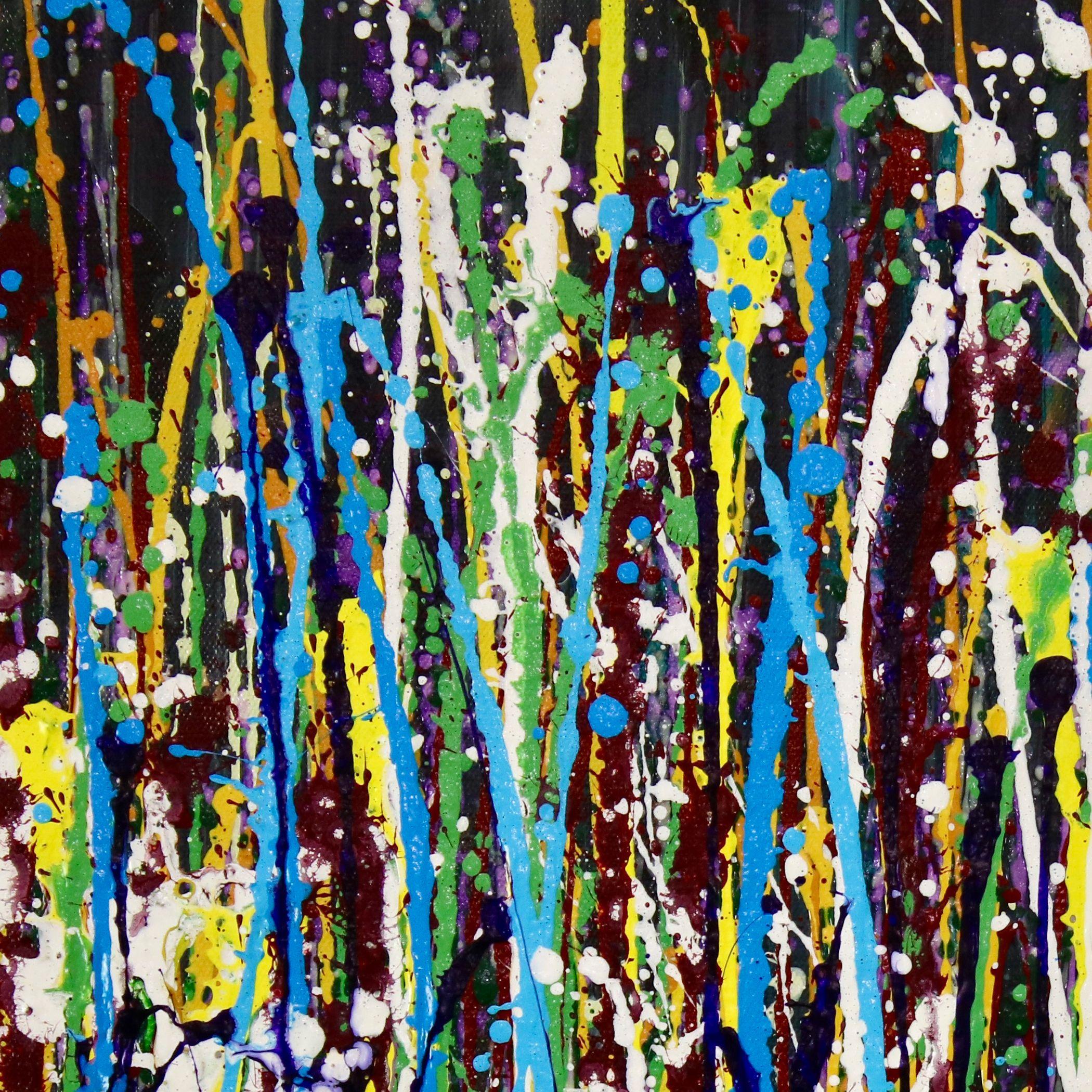 Un giardino peccaminoso (anochecer), Pittura, Acrilico su tela - Abstract Painting Grigio di Nestor Toro