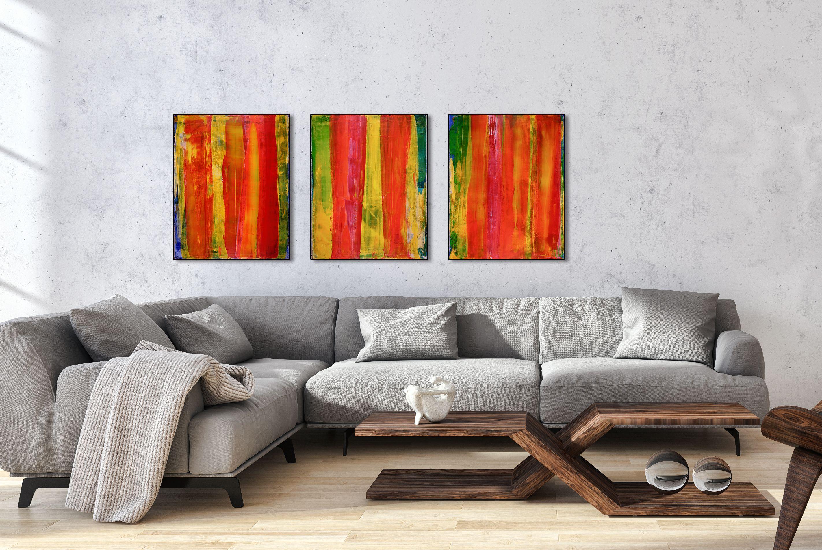 A Warm Day - Multi Canvas Triptych, Painting, Acrylic on Canvas For Sale 1
