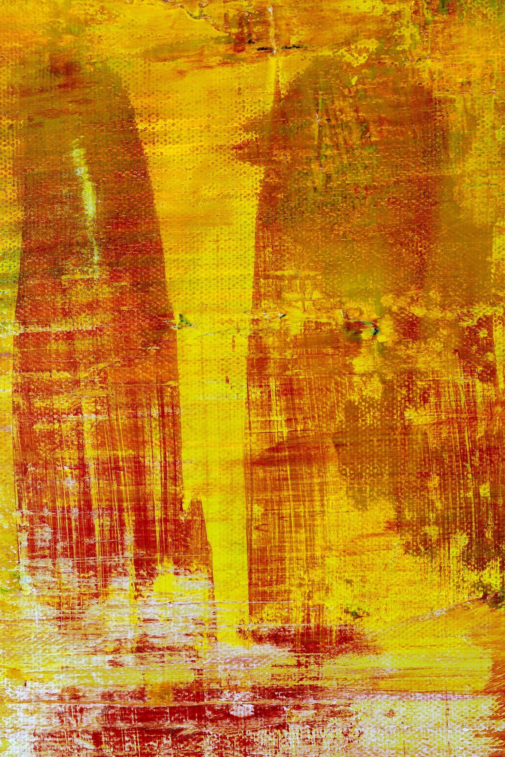 Una sensazione di calore, Pittura, Acrilico su tela - Abstract Painting Arancia di Nestor Toro