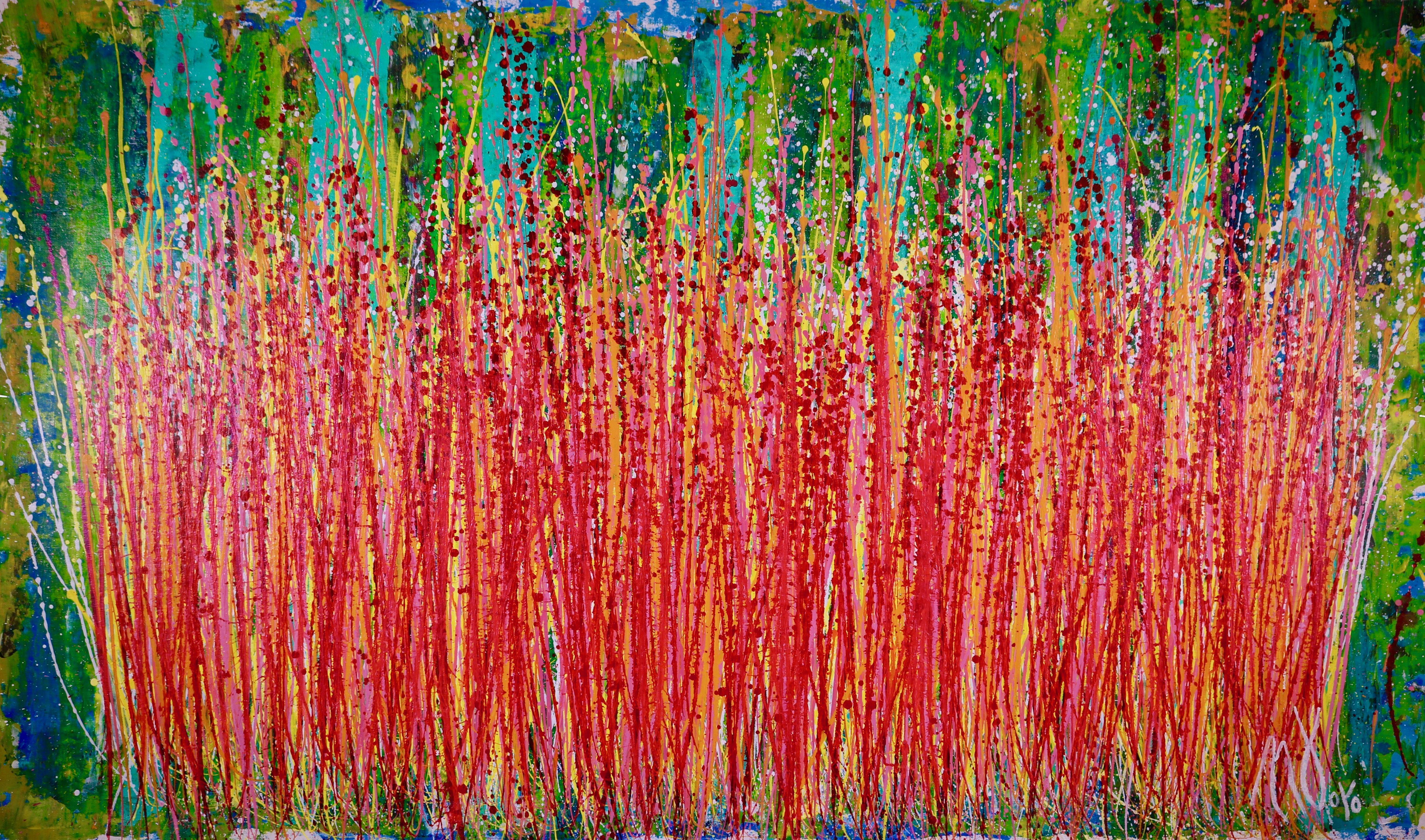 Abstract Painting di Nestor Toro - Fantasia astratta rosa, Pittura, Acrilico su tela
