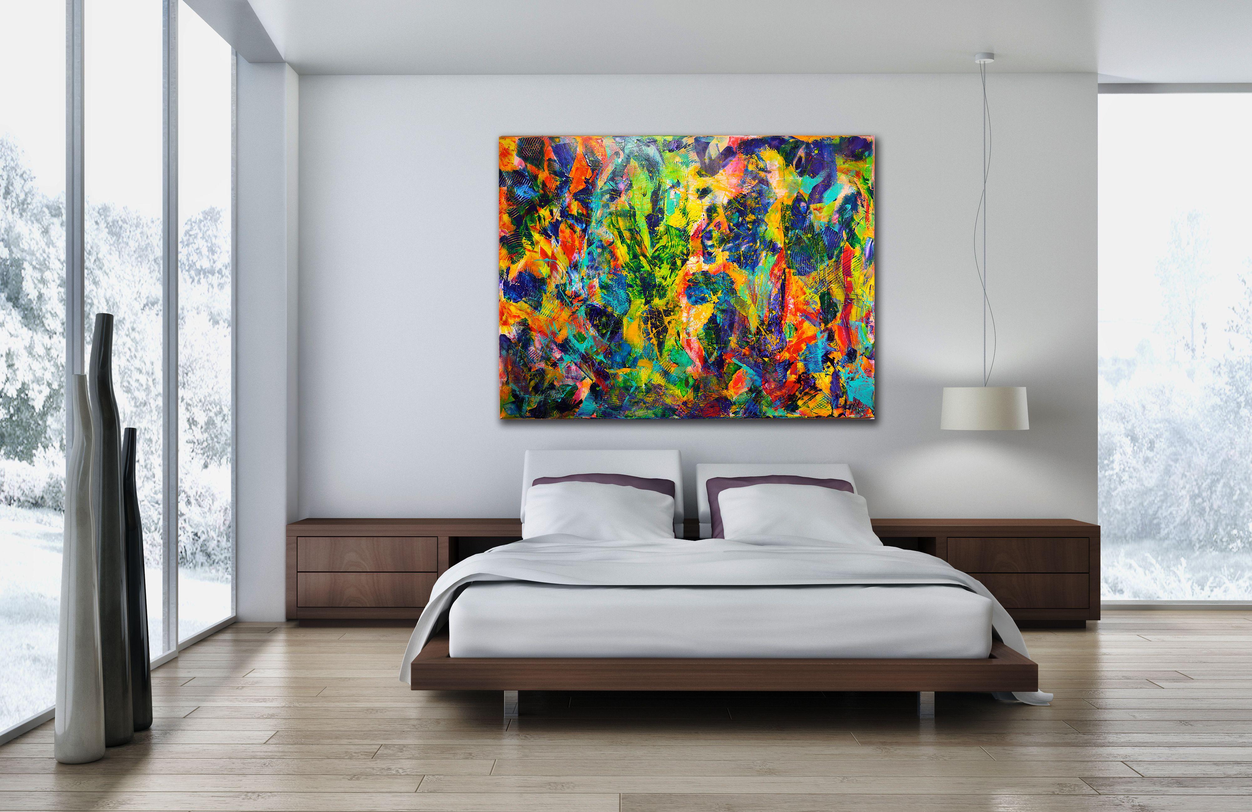 - READY TO HANG  - SIGNED CANVAS  - BOLD STATEMENT PIECE  - SIGNED CERTIFICATE OF AUTHENTICITY    I start most of my painting with big bold strokes of a neutral colors. Love creating those first layers building up into a complex combination of