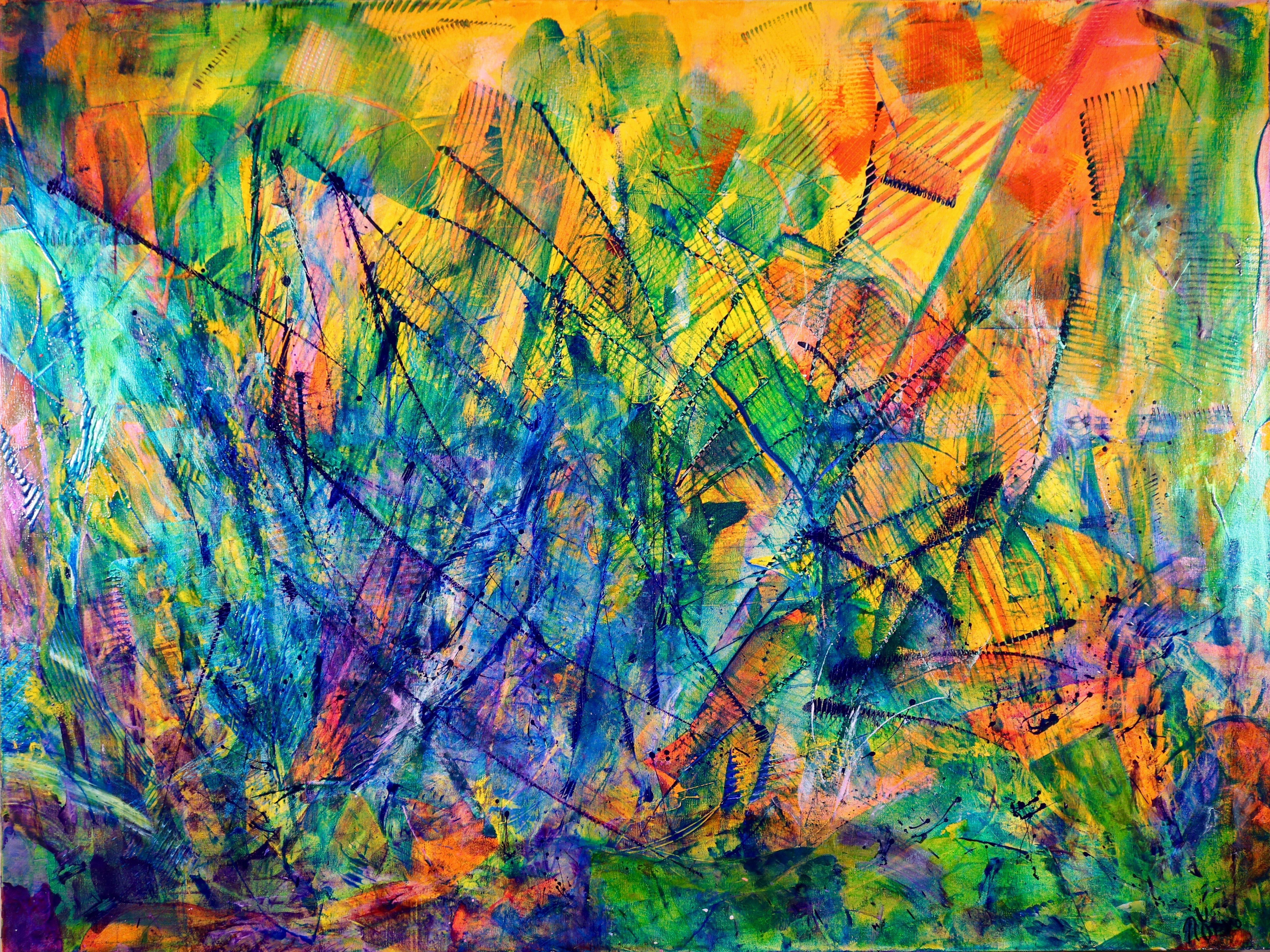 Nestor Toro Abstract Painting - All around you - Organic Abstract, Painting, Acrylic on Canvas