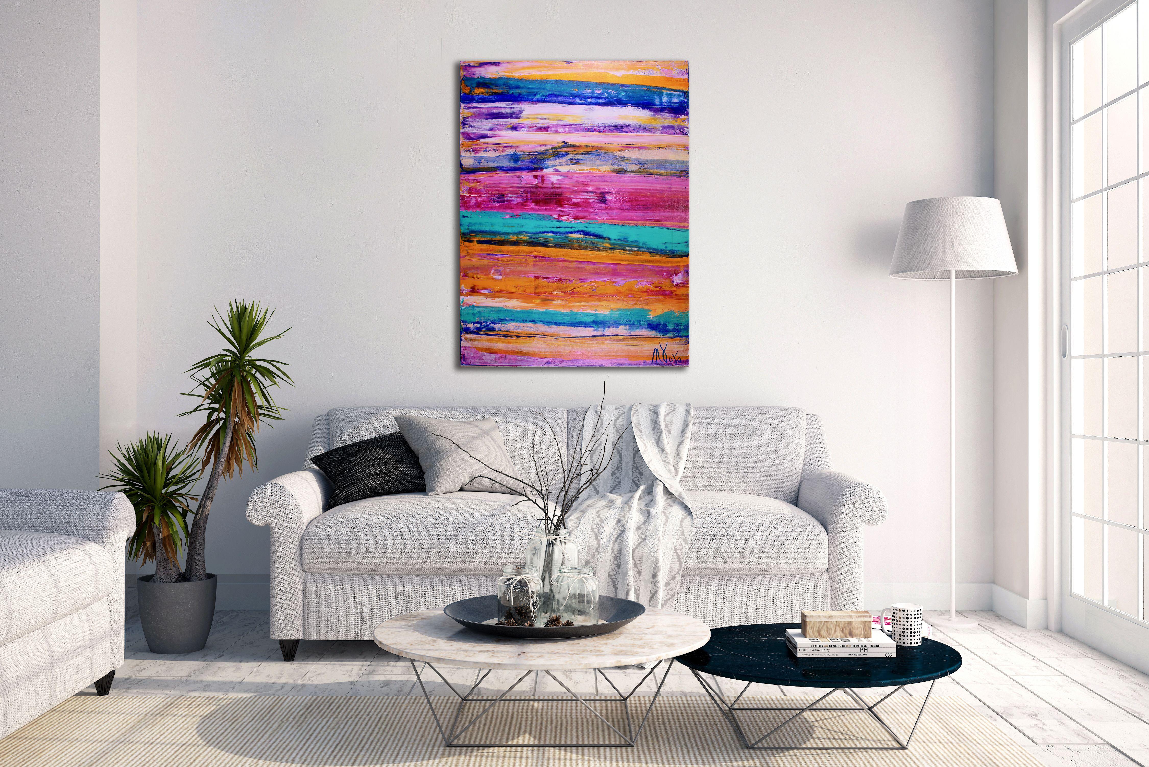 Un'opera astratta in acrilico a campi colorati. Multicolore giallo, verde, blu, rosa, bianco.  Questo quadro è firmato e pronto per essere appeso.     ASTRATTI ORIGINALI DI PREGIO - UNICI NEL LORO GENERE!  Realizzo solo opere originali. Ogni