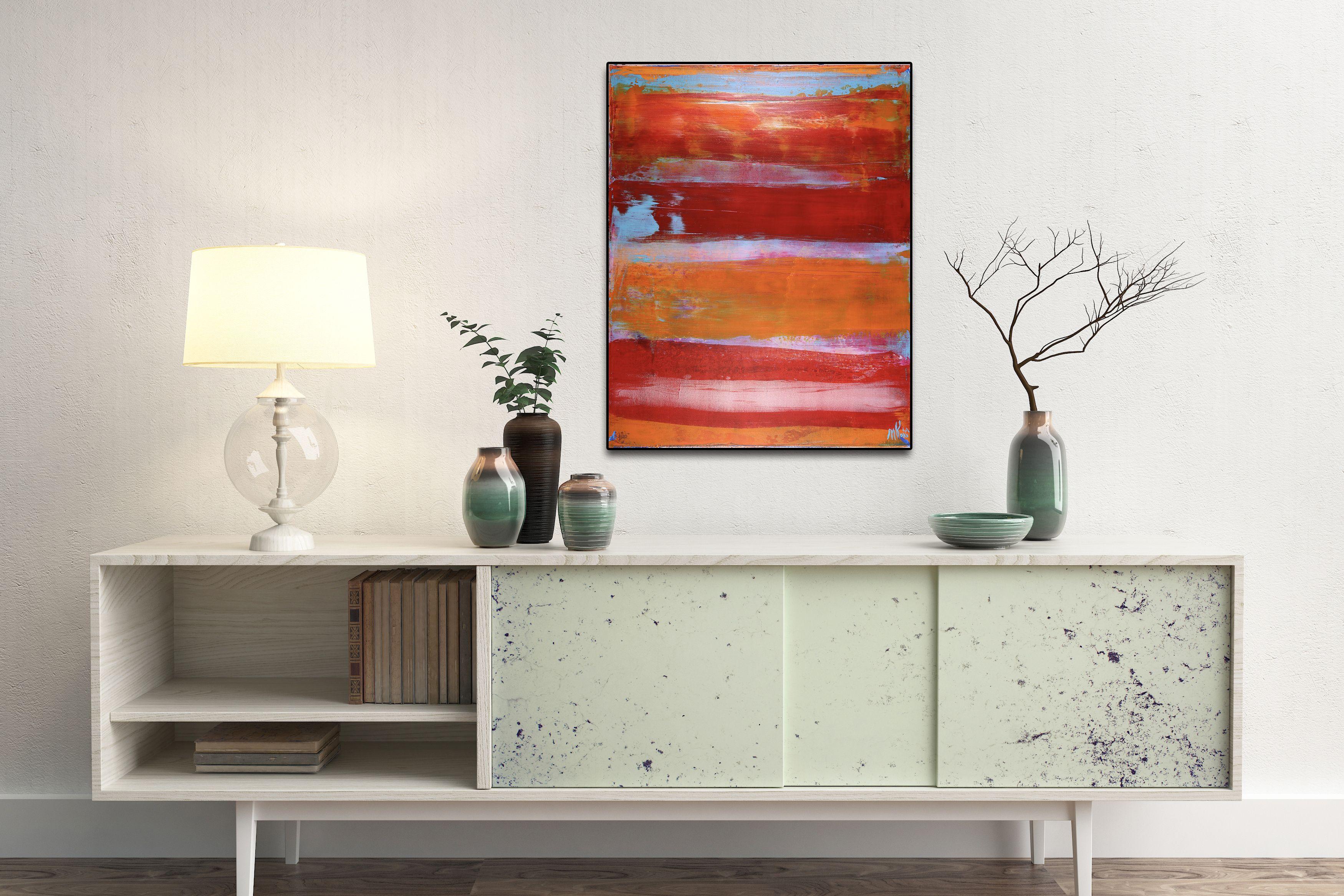 Un'altra giornata di sole, Pittura, Acrilico su tela - Abstract Painting Rosso di Nestor Toro
