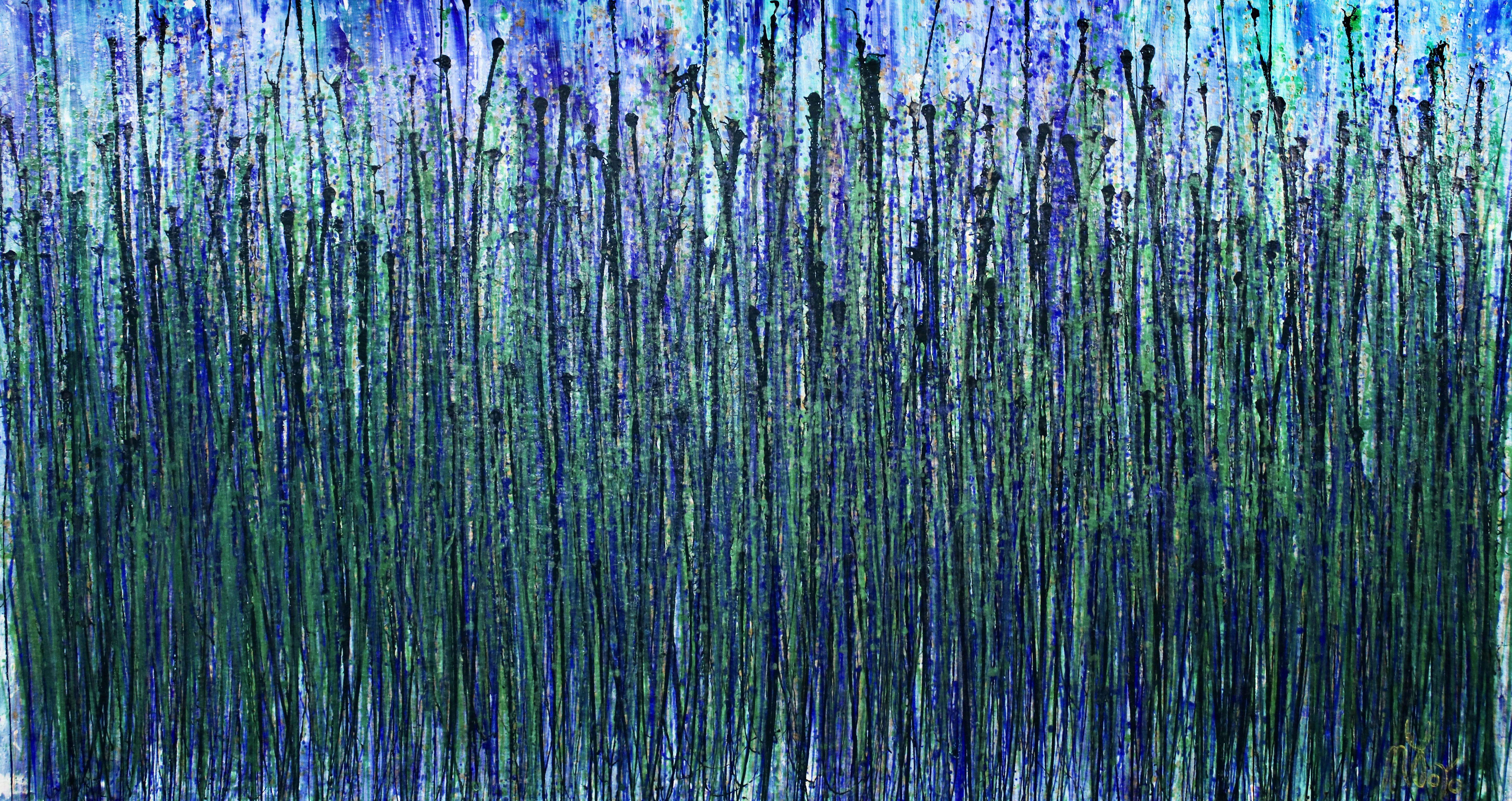Abstract Painting di Nestor Toro - AquaGreen Spectra (foresta traslucida), Pittura, Acrilico su tela