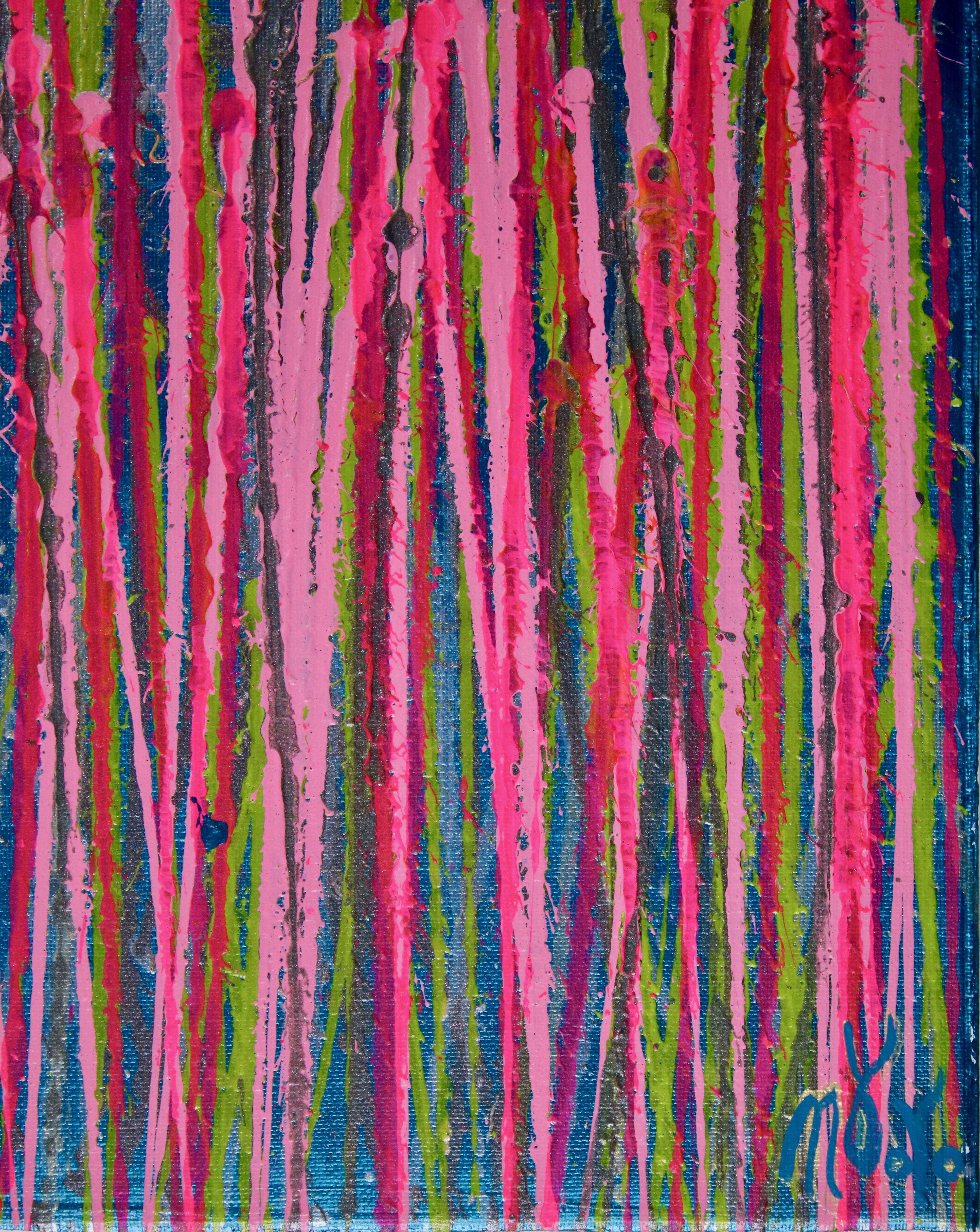 Artist's description: Bright colors! over metallic, Painting, Acrylic on Canvas 2