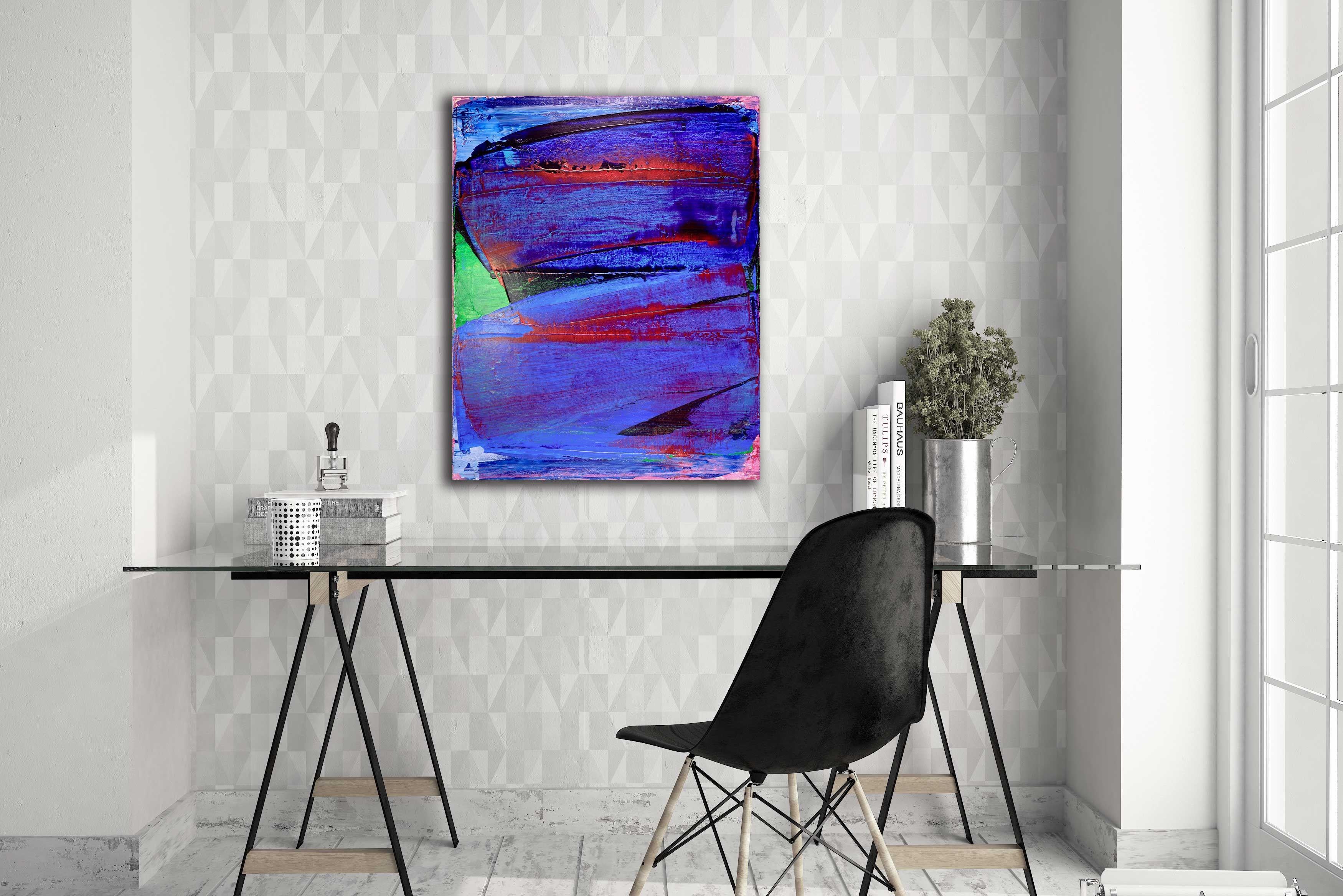- PRONTO PER ESSERE APPESO  - TELA FIRMATA  - UN PEZZO AUDACE CHE SI FA NOTARE  - CERTIFICATO DI AUTENTICITÀ FIRMATO    Opera d'arte astratta di paesaggio in acrilico con colori che si fondono e contrastano organicamente tra loro creando un'immagine