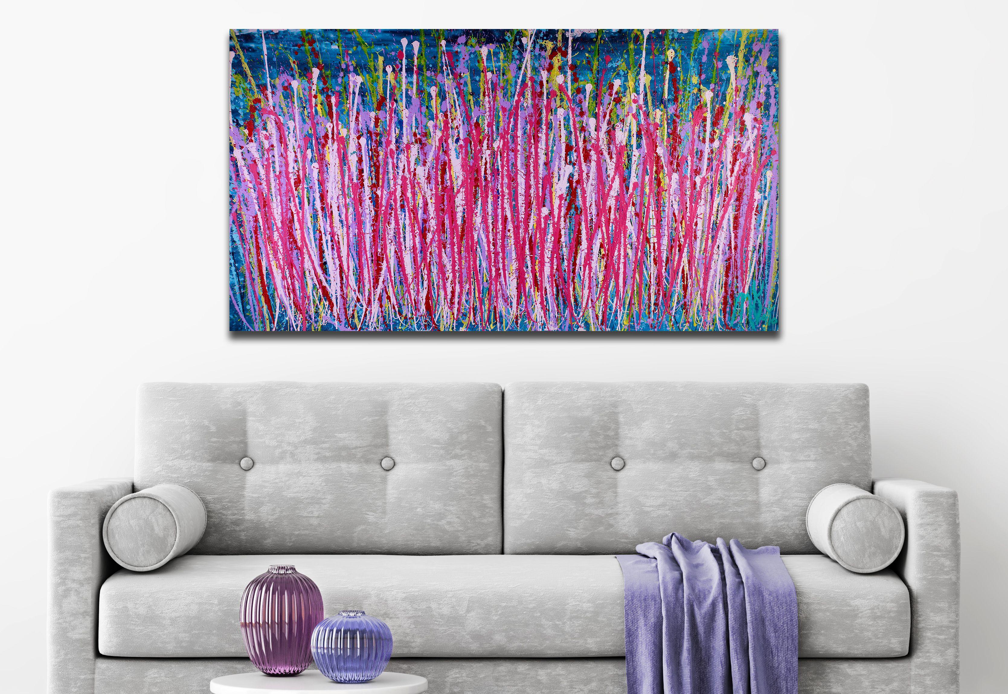 Awakening, Painting, Acrylic on Canvas - Purple Abstract Painting by Nestor Toro