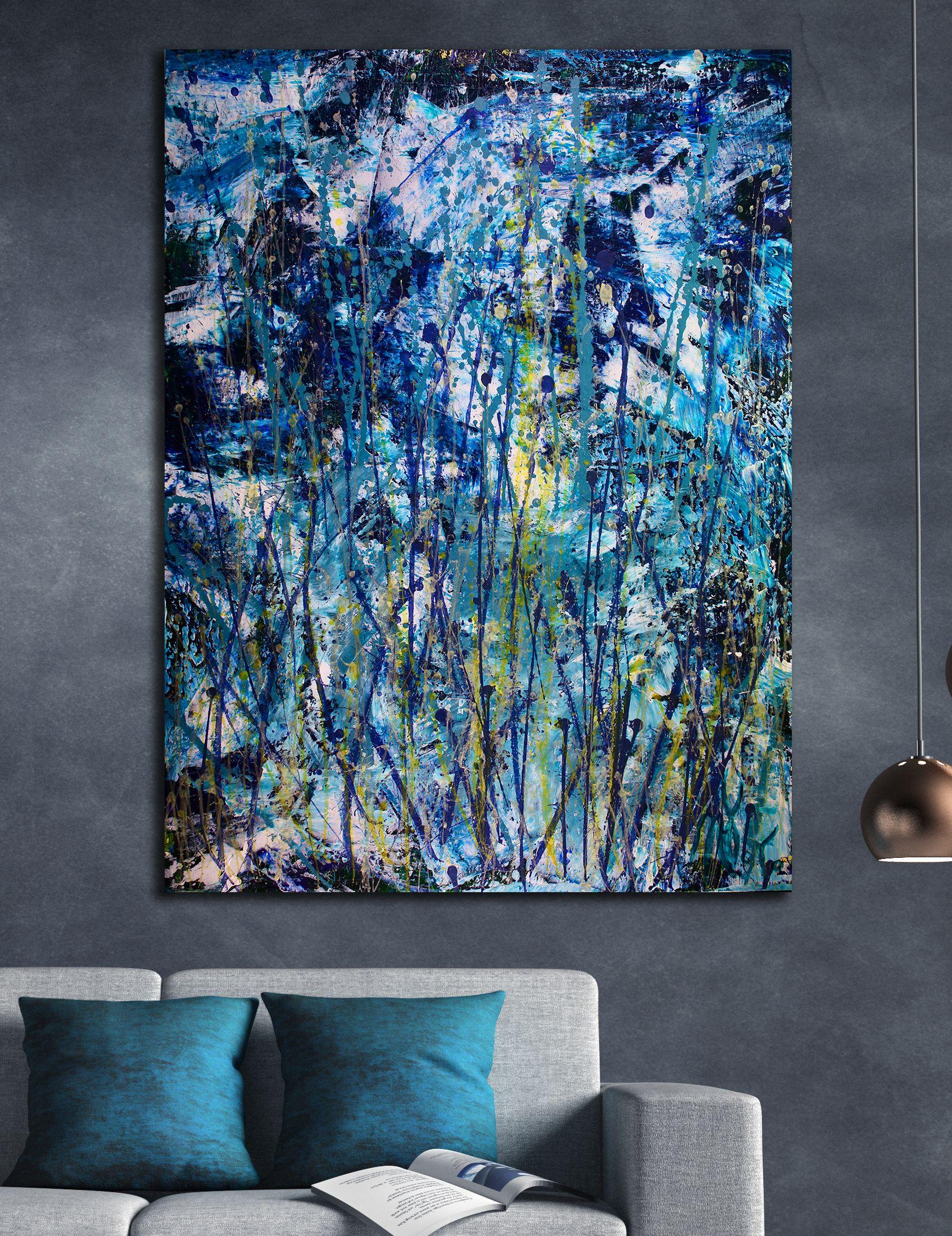Tempesta azzurra con luce, Pittura, Acrilico su tela - Painting di Nestor Toro