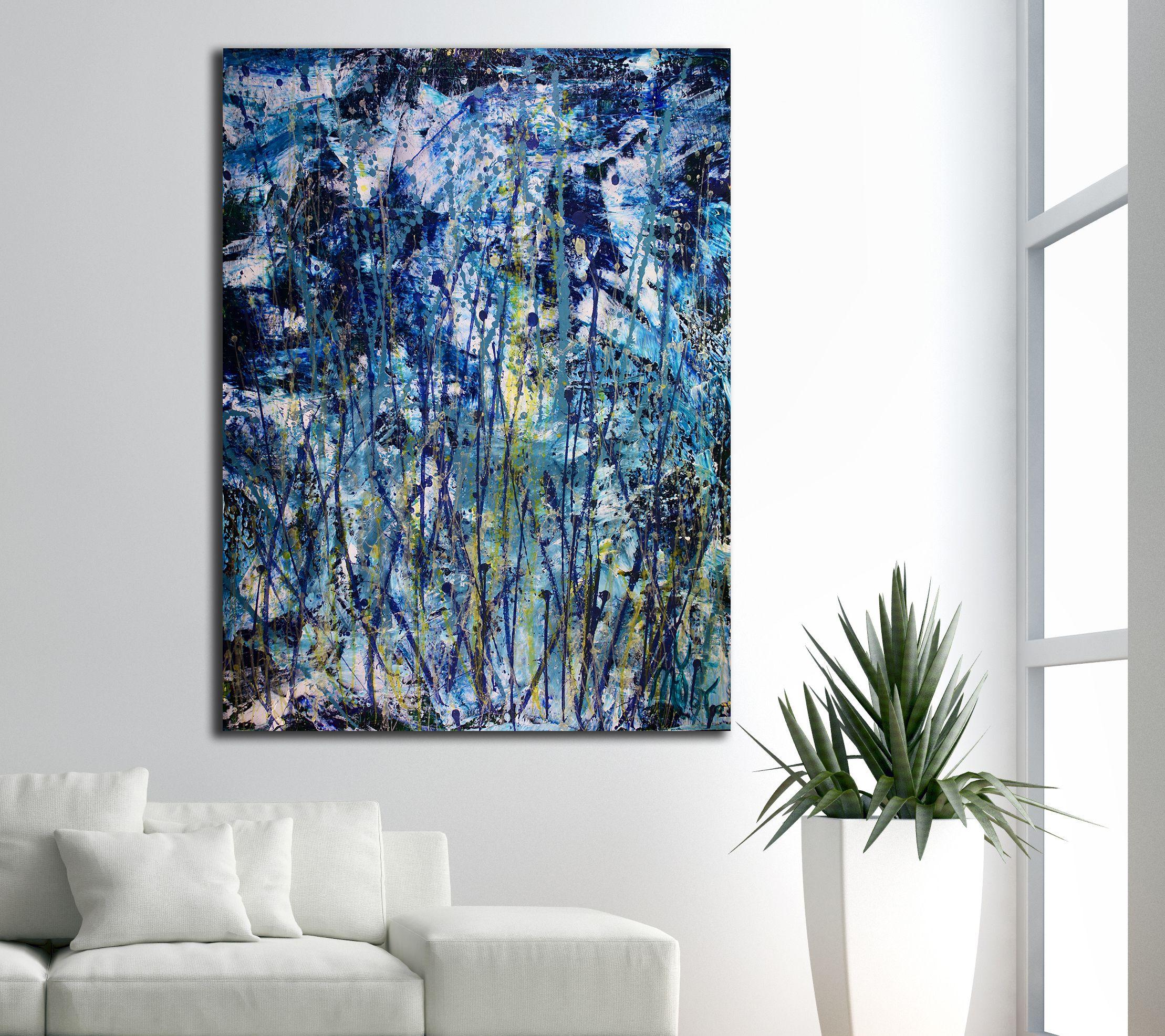 Tempesta azzurra con luce, Pittura, Acrilico su tela - Painting Astratto di Nestor Toro