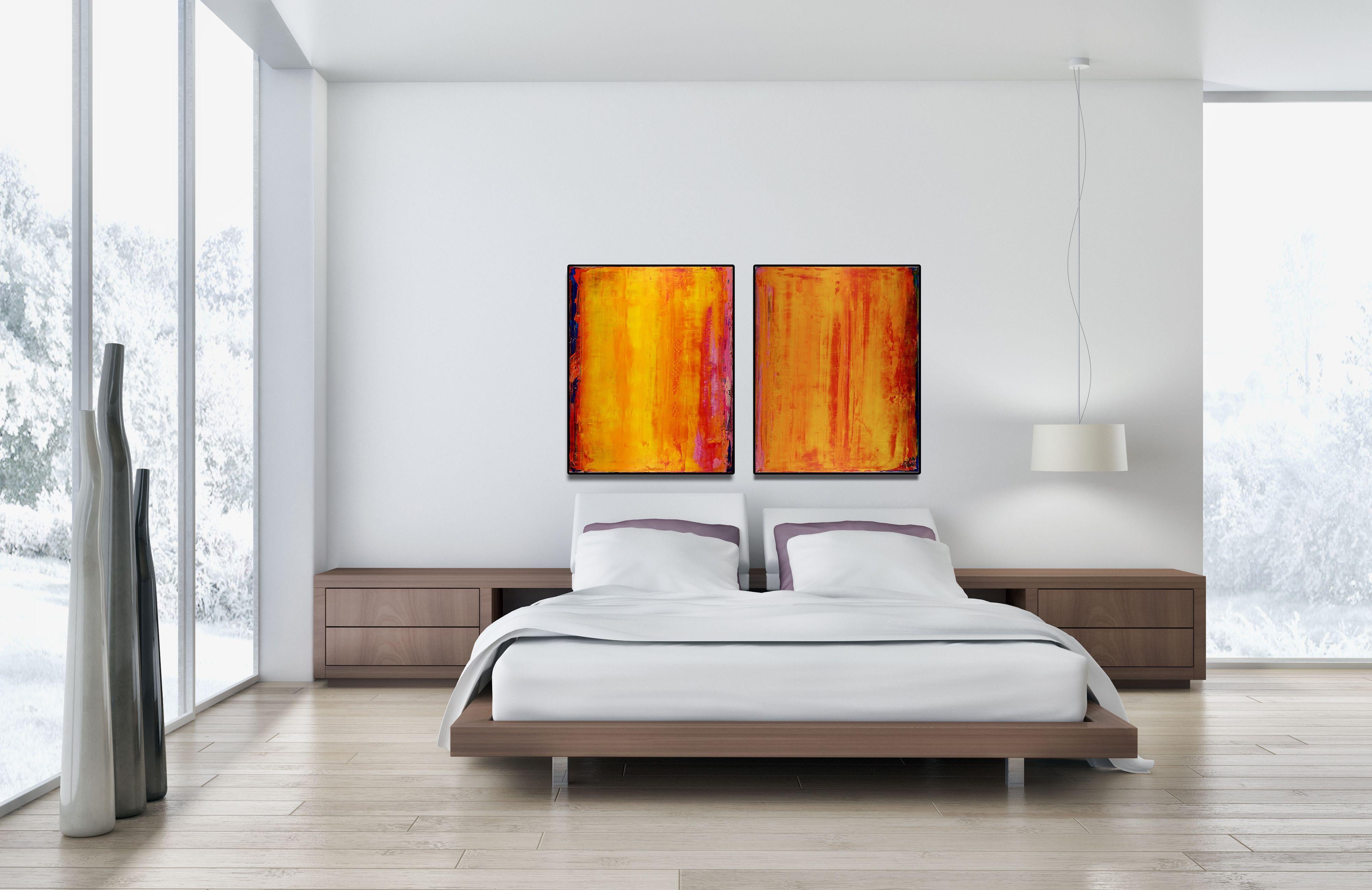 - LISTO PARA COLGAR  - LIENZO FIRMADO  - CERTIFICADO DE AUTENTICIDAD FIRMADO    Pintura muy texturizada con fondo amarillo verdoso brillante y subtonos rosa, azul, azul y naranja vibrantes en contraste. Para esta pieza utilizo principalmente