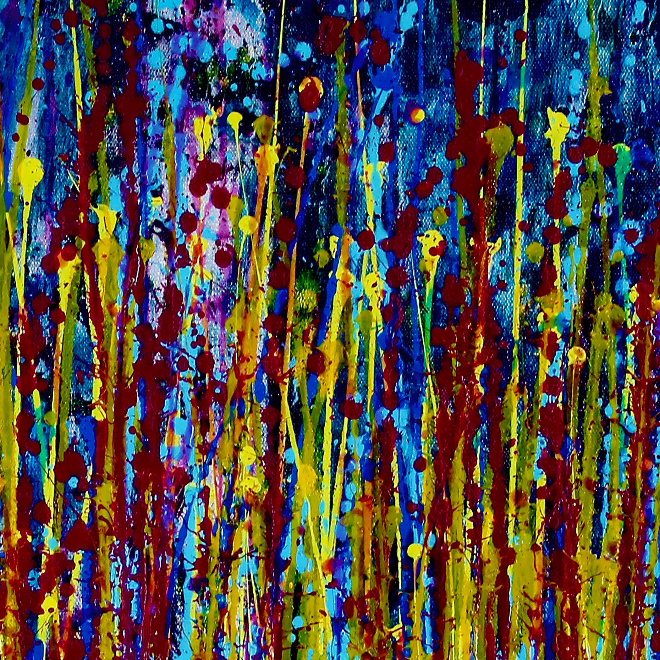 Blooming garden 4 (Flow Spectra), Gemälde, Acryl auf Leinwand (Schwarz), Abstract Painting, von Nestor Toro