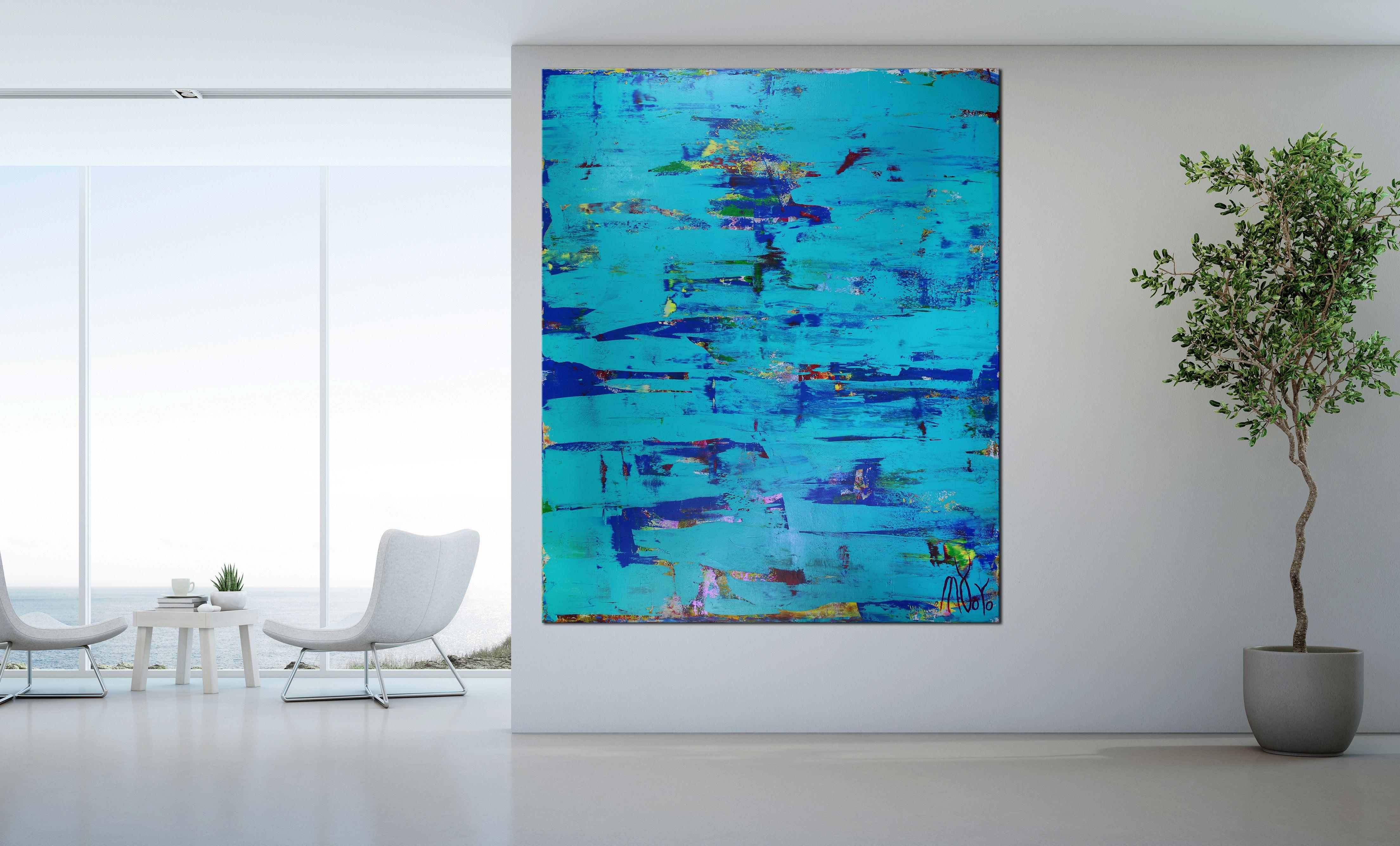 Blau (Landschaftsparadies), Gemälde, Acryl auf Leinwand – Painting von Nestor Toro