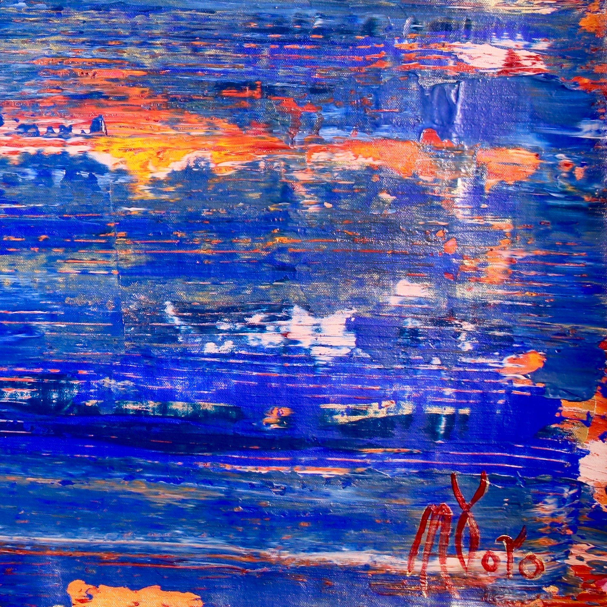Storm électrique bleu (2018), peinture, acrylique sur toile - Abstrait Painting par Nestor Toro