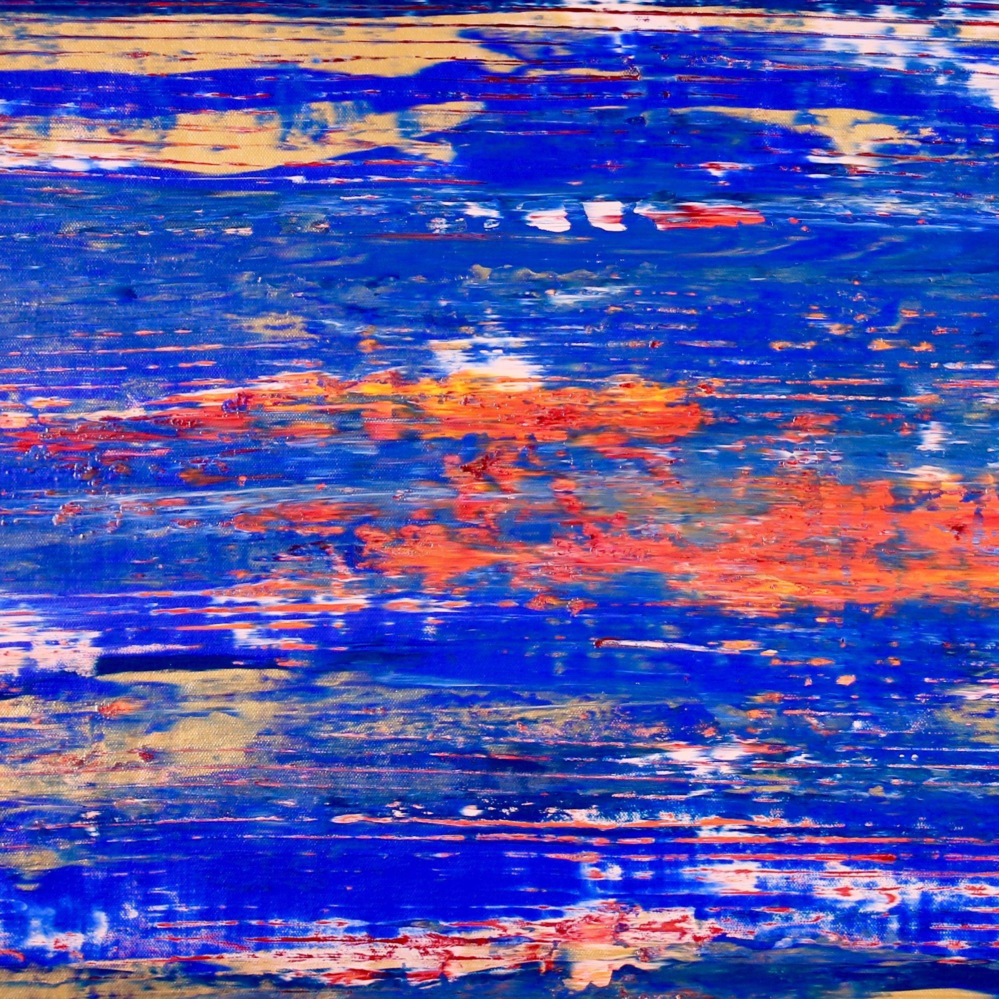 Storm électrique bleu (2018), peinture, acrylique sur toile - Bleu Abstract Painting par Nestor Toro