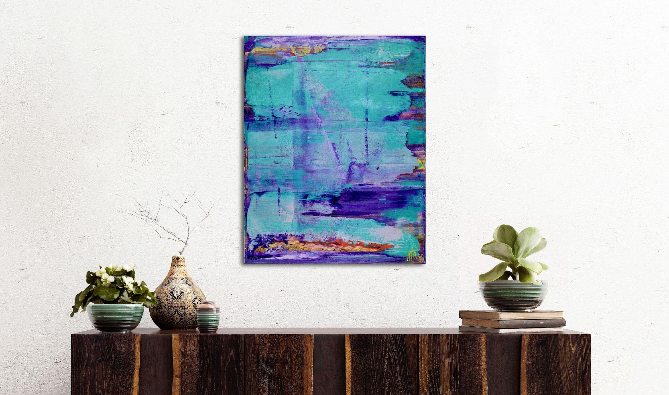 Fusión azul, Pintura, Acrílico sobre lienzo - Painting Abstracto de Nestor Toro