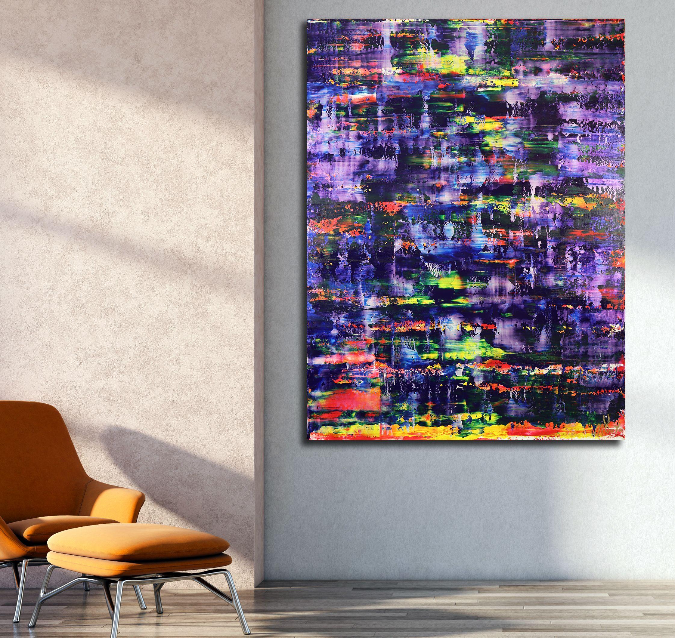 Blue shade panorama (Purple radiance), Painting, Acrylic on Canvas For Sale 1