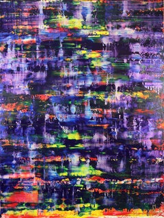 panorama à abat-jour bleu (éclat violet), peinture, acrylique sur toile