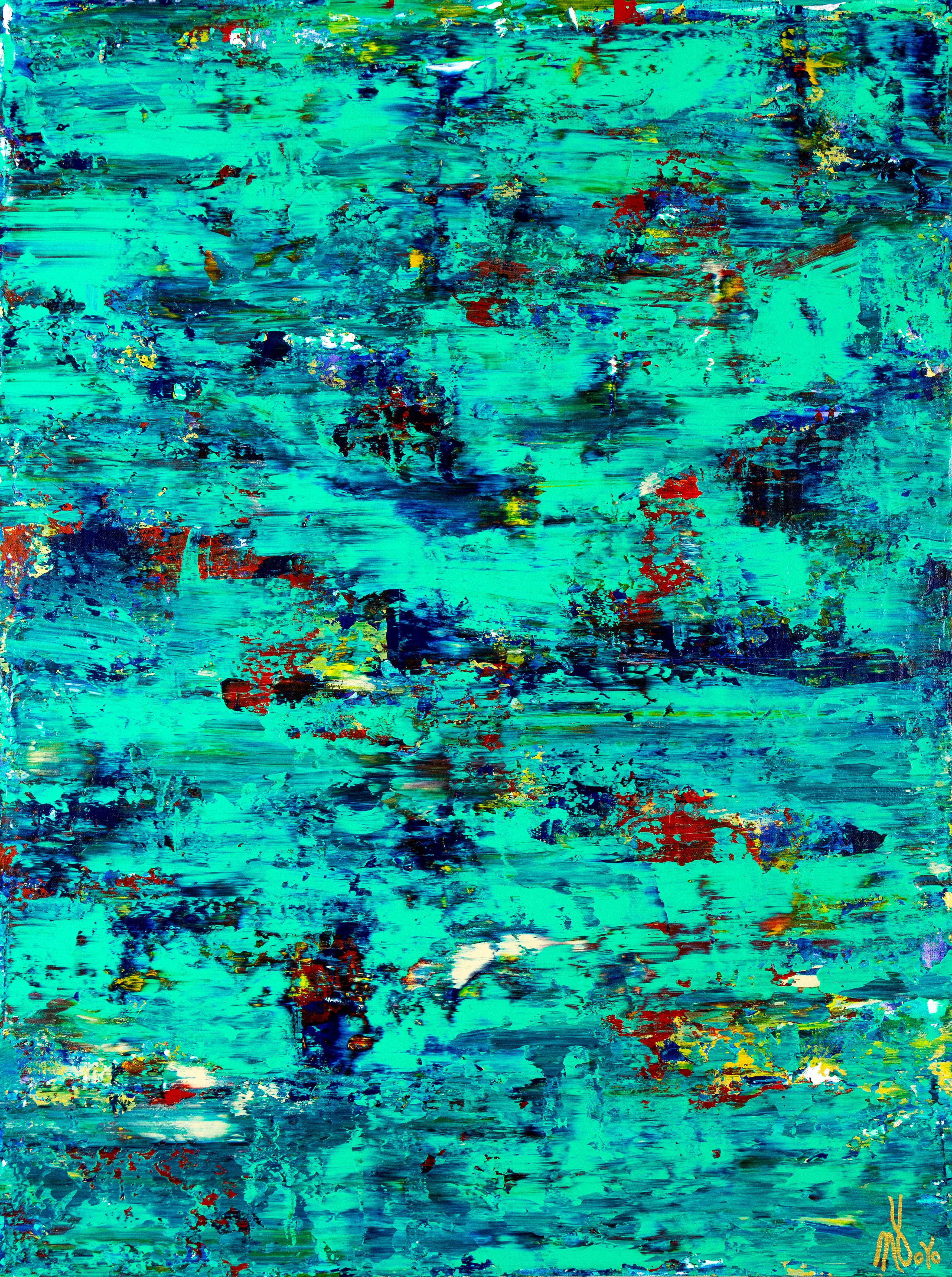 Nestor Toro Abstract Painting - Blue streams (A closer look), Painting, Acrylic on Canvas