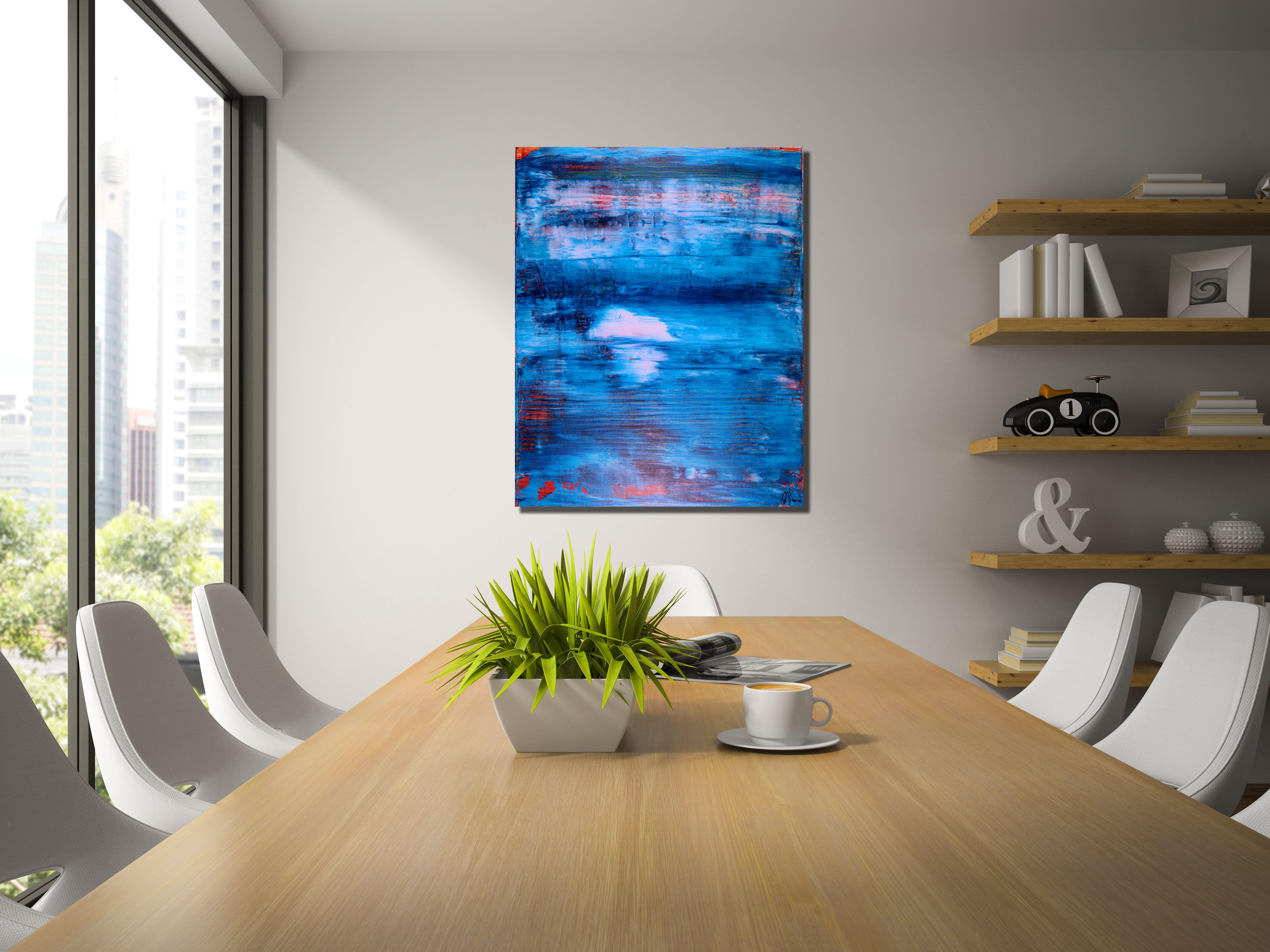 Finestra blu, Pittura, Acrilico su tela - Painting Astratto di Nestor Toro