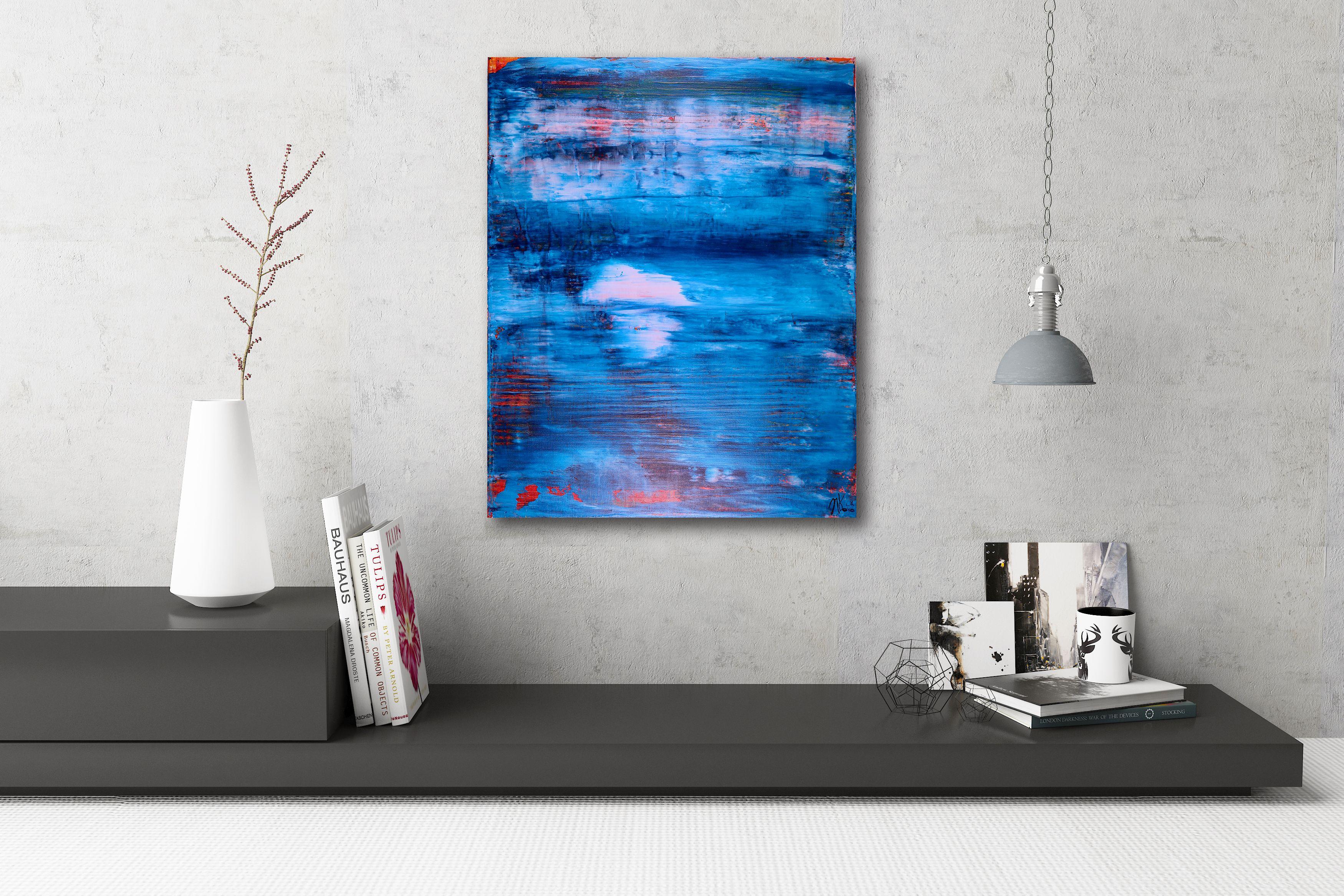 Finestra blu, Pittura, Acrilico su tela - Abstract Painting Blu di Nestor Toro