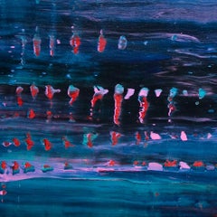 Blau mit roten Eindringen, Gemälde, Acryl auf Leinwand