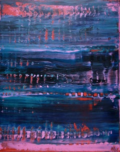 Blue with red intrusions, Painting, Acrylic on Canvas