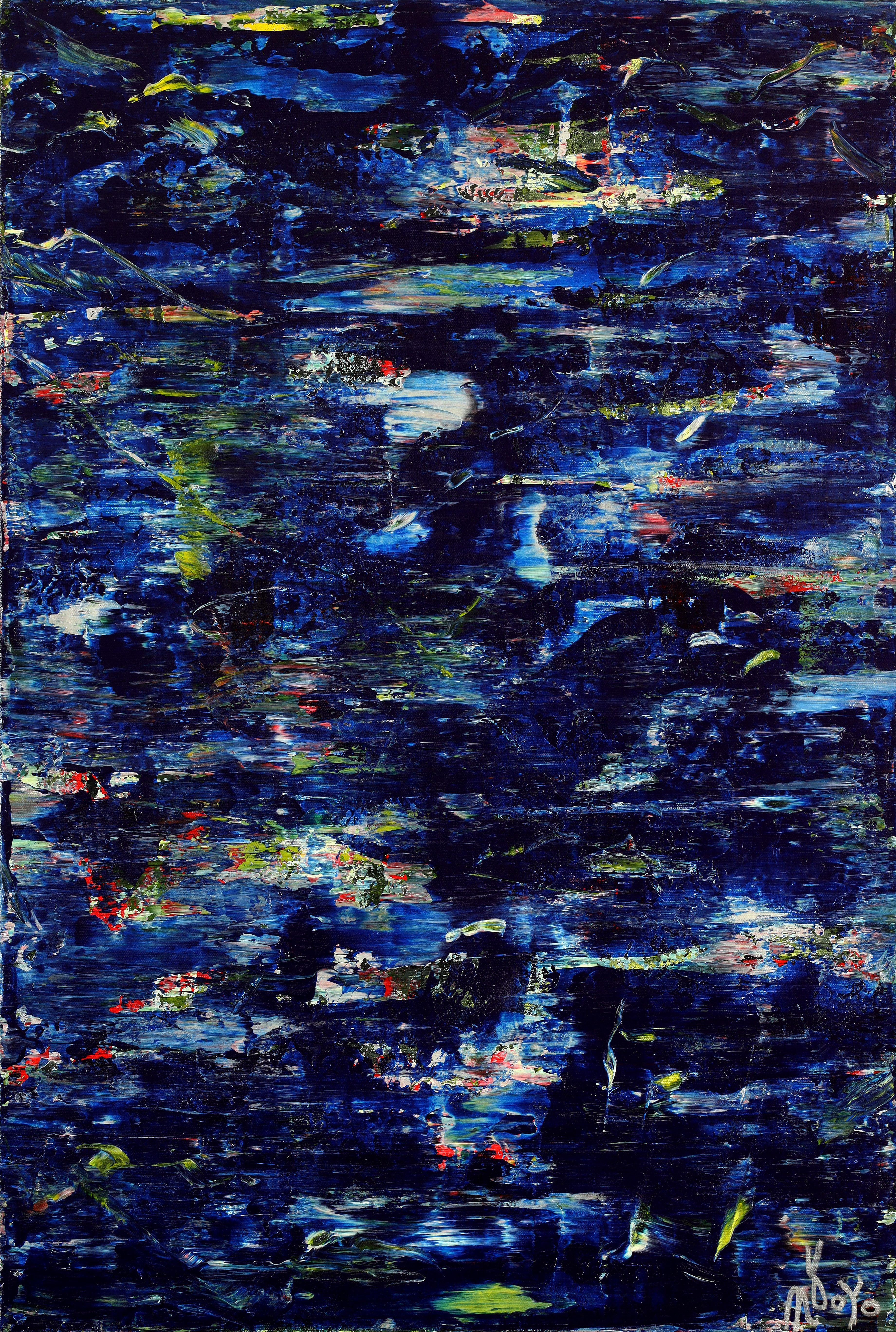 Abstract Painting Nestor Toro - Réflections en mouvement (Sur eau), peinture, acrylique sur toile