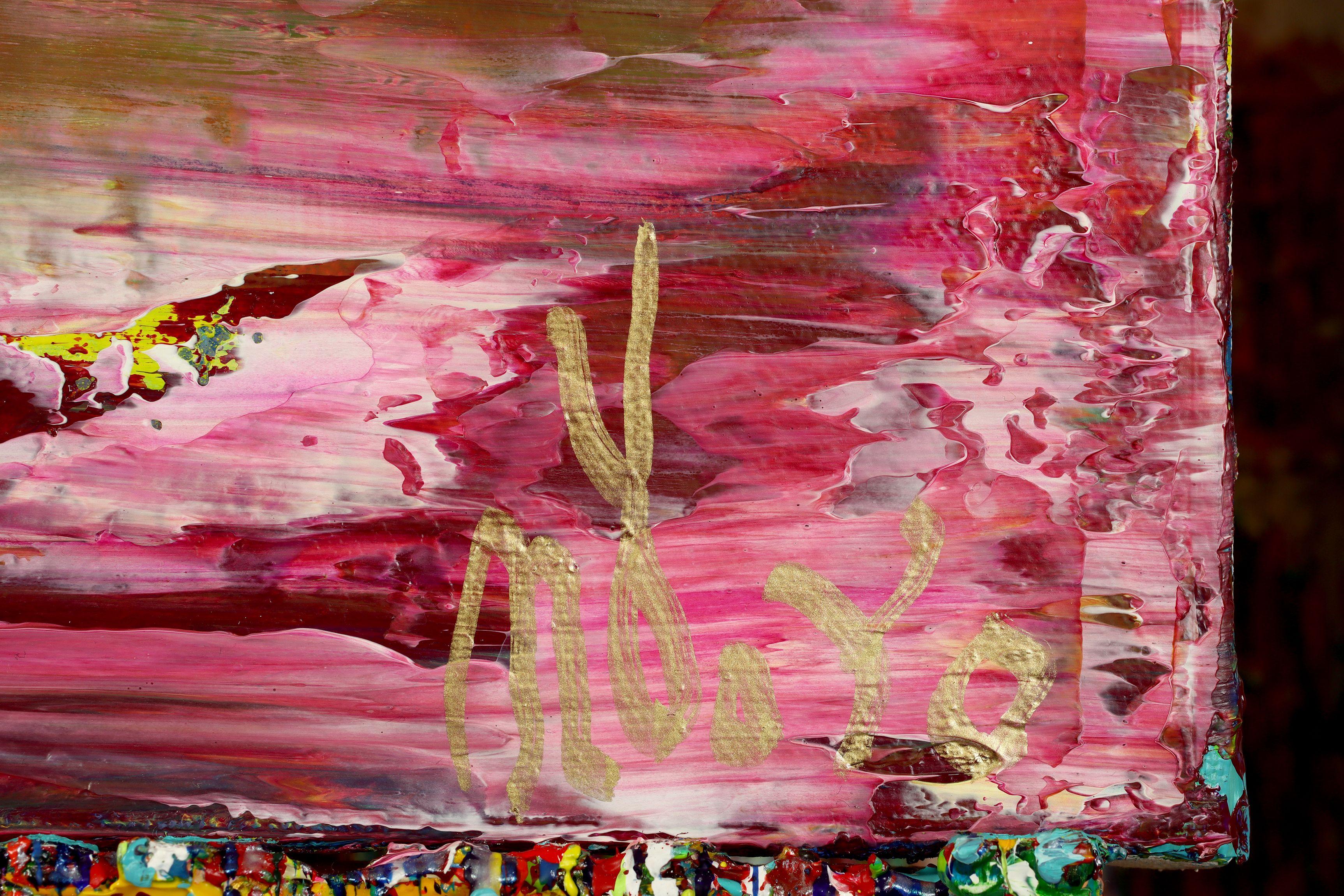 Buddha-Fenster 4, Gemälde, Acryl auf Leinwand (Pink), Abstract Painting, von Nestor Toro