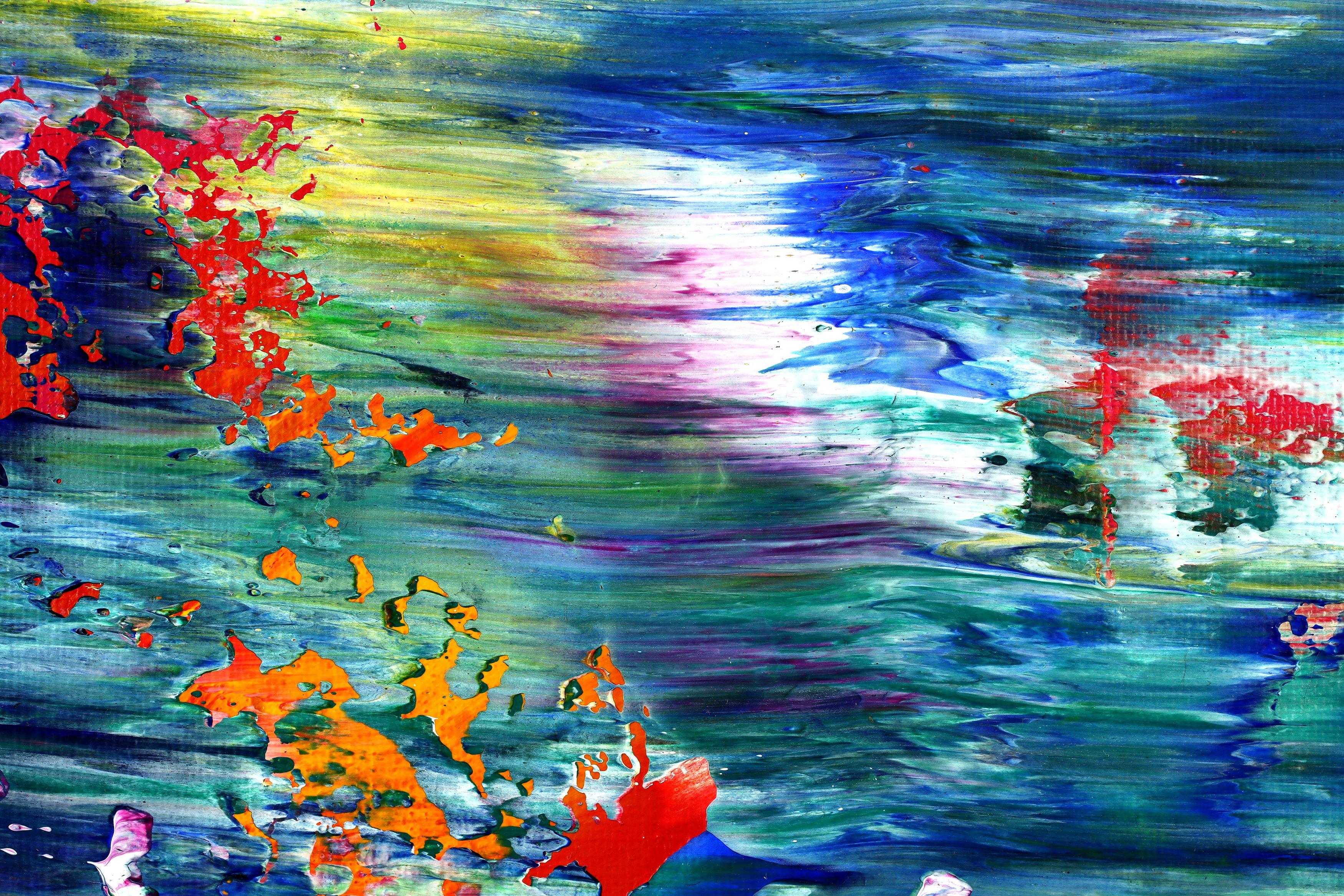 Caribbean energy (Ocean and forest), Painting, Acrylic on Canvas - Blue Abstract Painting by Nestor Toro