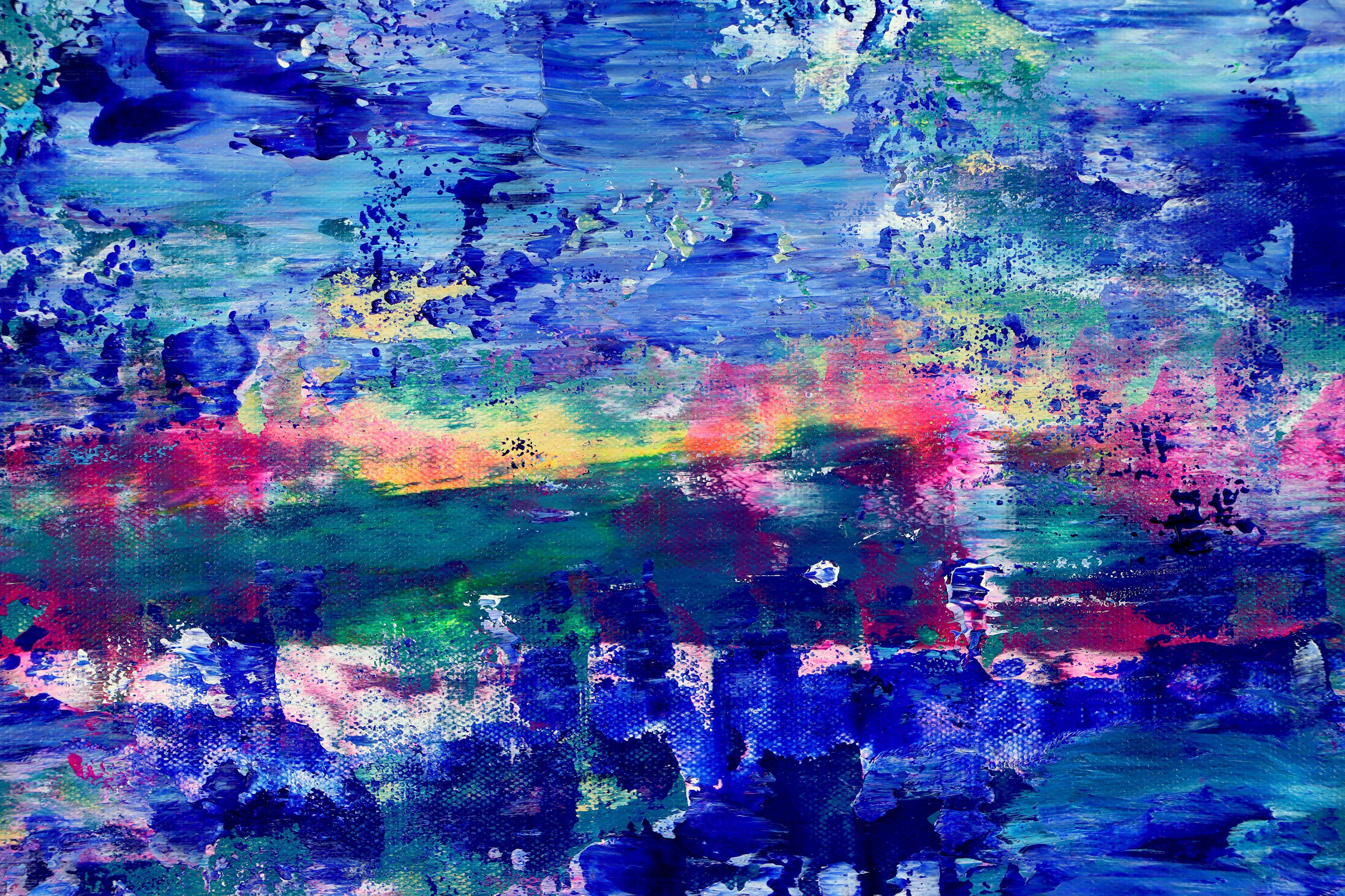 Acque dell'oceano caraibico, Pittura, Acrilico su tela - Painting Astratto di Nestor Toro