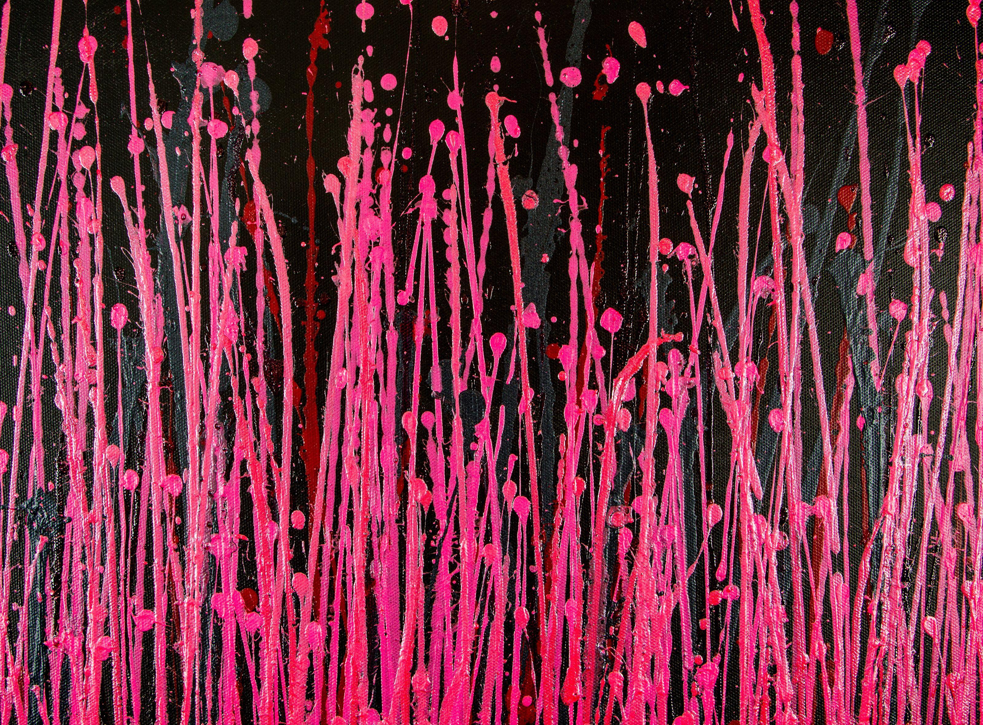 Carmin Spectra ( Florescent garden) 2, Painting, Acrylic on Canvas - Red Abstract Painting by Nestor Toro