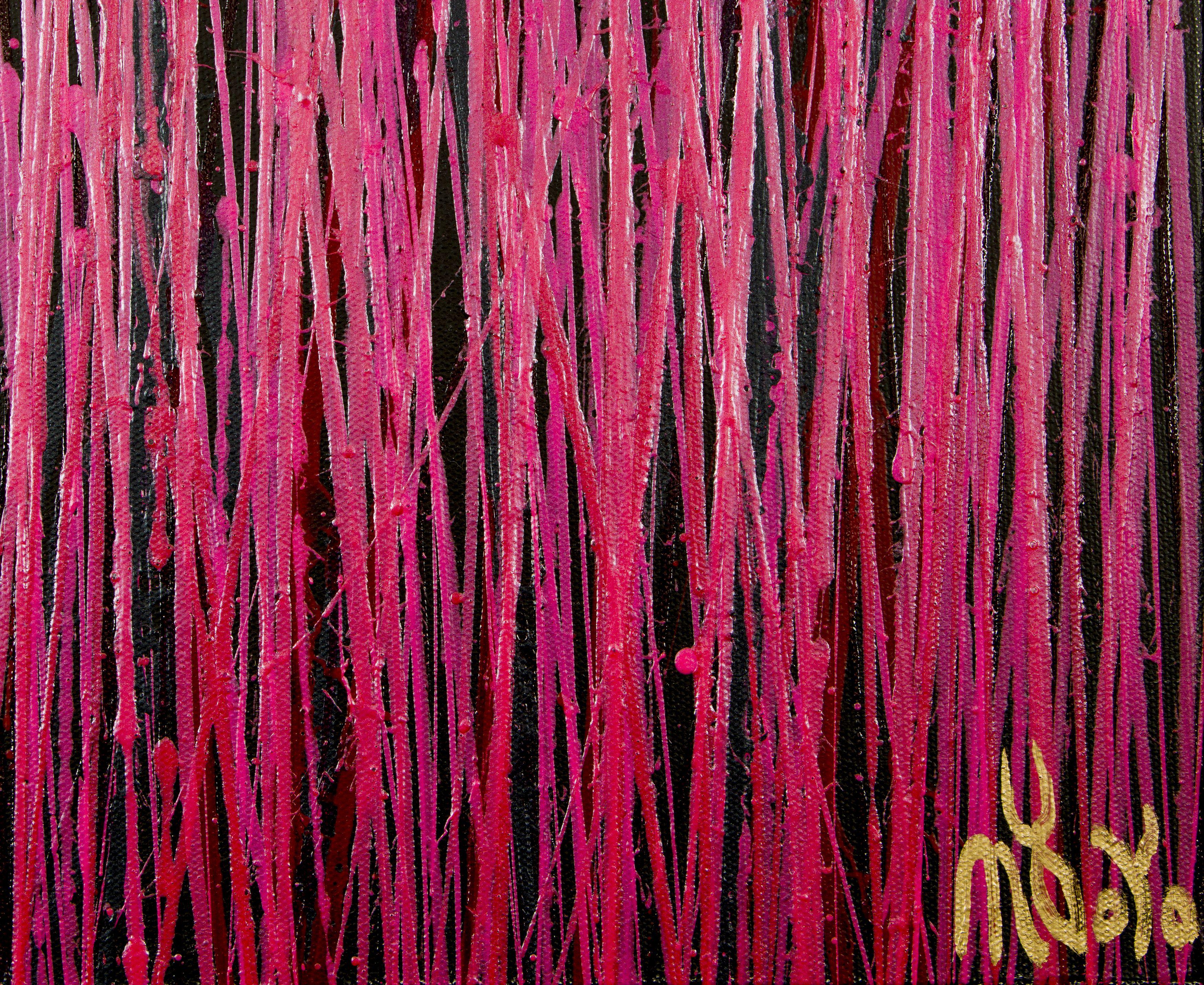 Carmin Spectra (Blumengarten) 2, Gemälde, Acryl auf Leinwand (Rot), Abstract Painting, von Nestor Toro