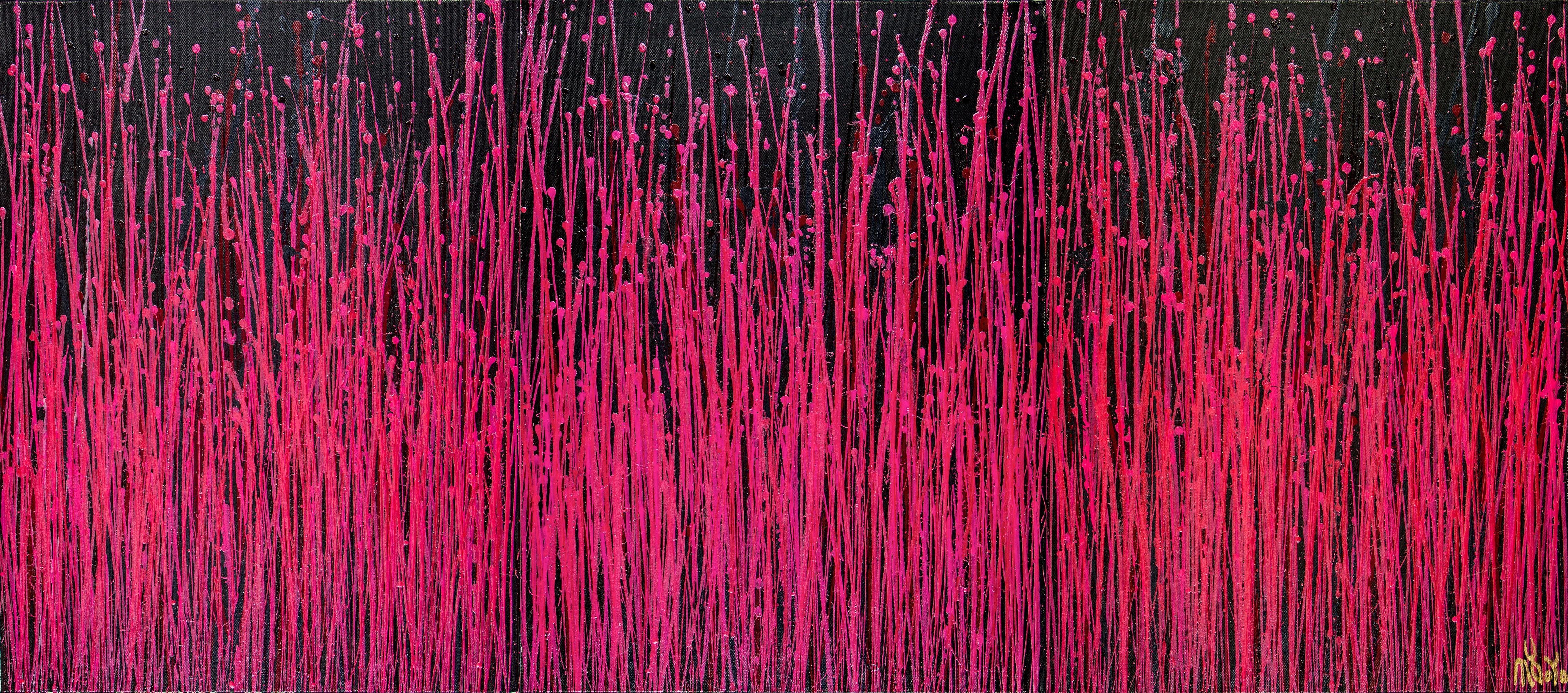 Nestor Toro Abstract Painting – Carmin Spectra (Blumengarten) 2, Gemälde, Acryl auf Leinwand