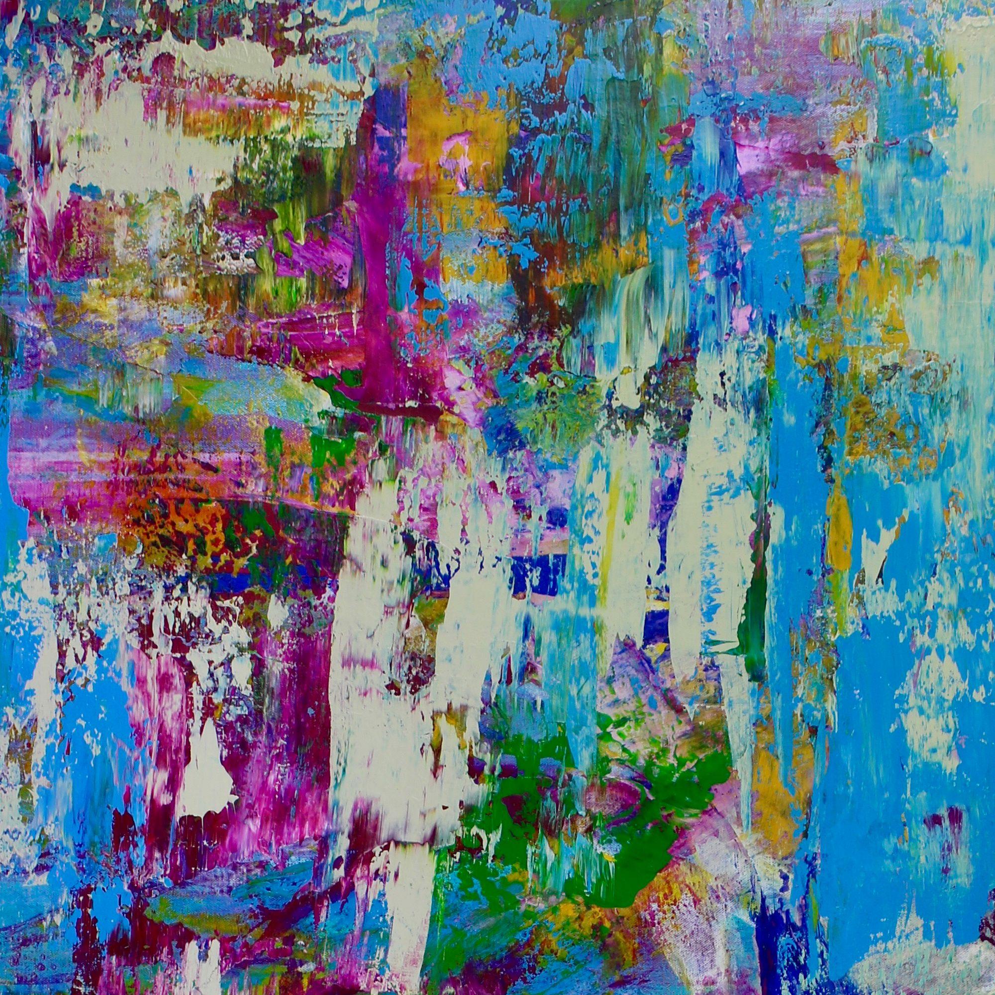 Celeste-Spiegel (Amethystspiegel), Gemälde, Acryl auf Leinwand (Blau), Abstract Painting, von Nestor Toro