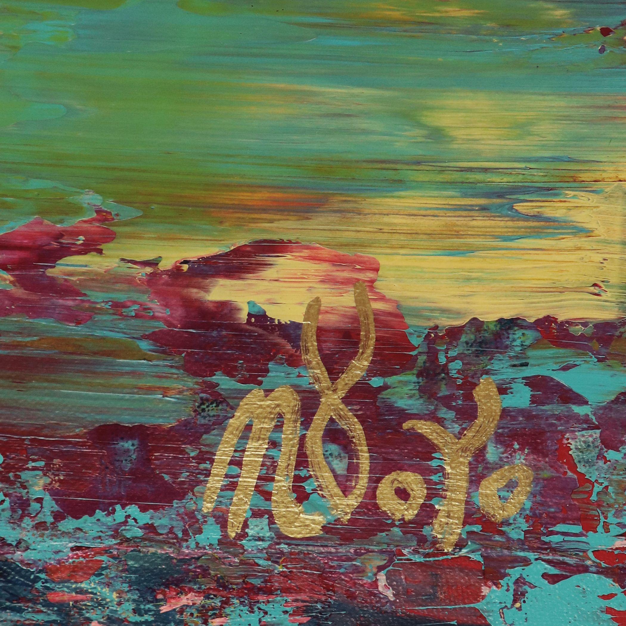 Terreno Celeste (riflessi rossi), Pittura, Acrilico su tela - Painting Astratto di Nestor Toro