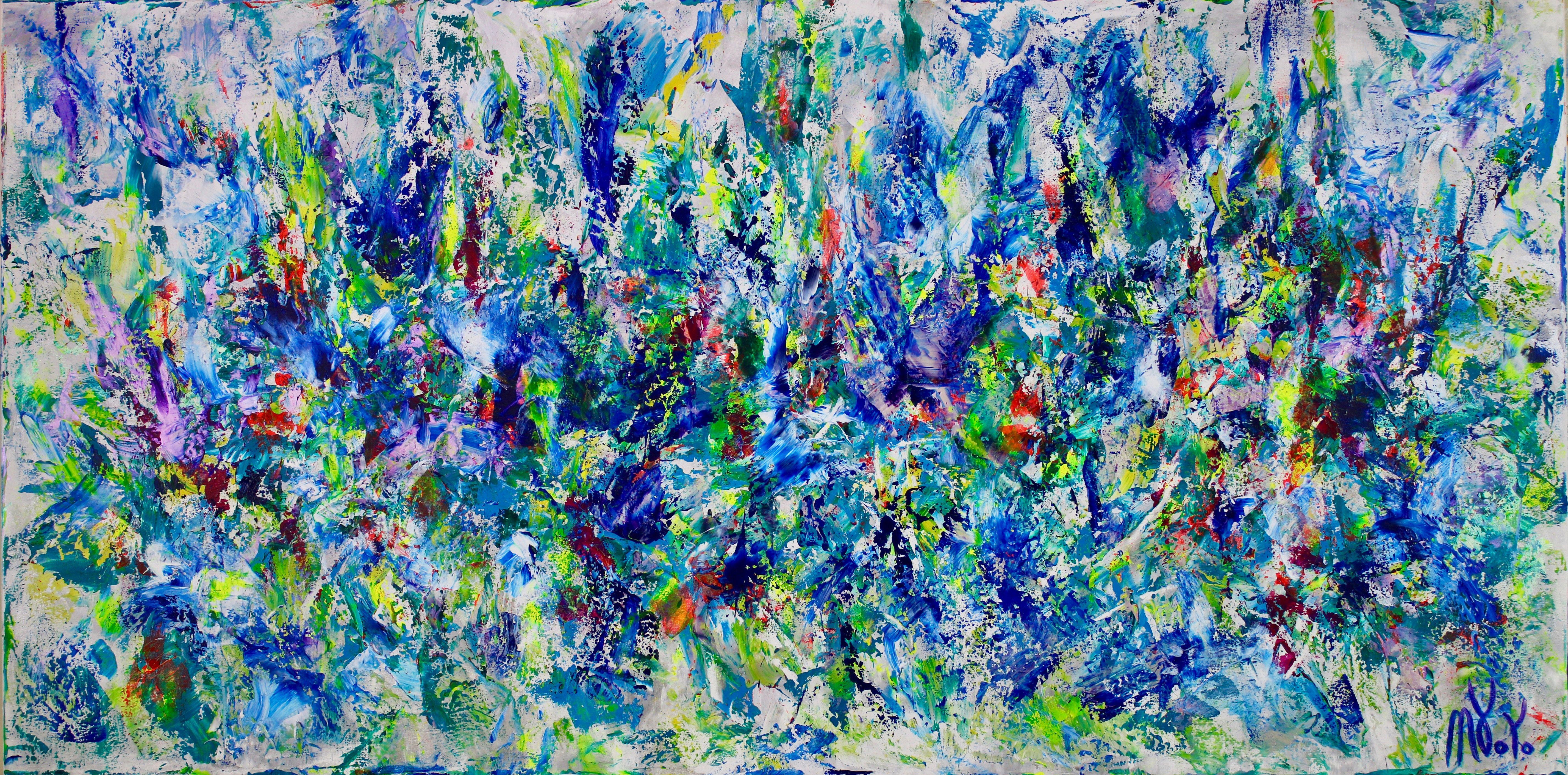Abstract Painting di Nestor Toro - Giardino d'infanzia (Uno sguardo da vicino), Pittura, Acrilico su tela