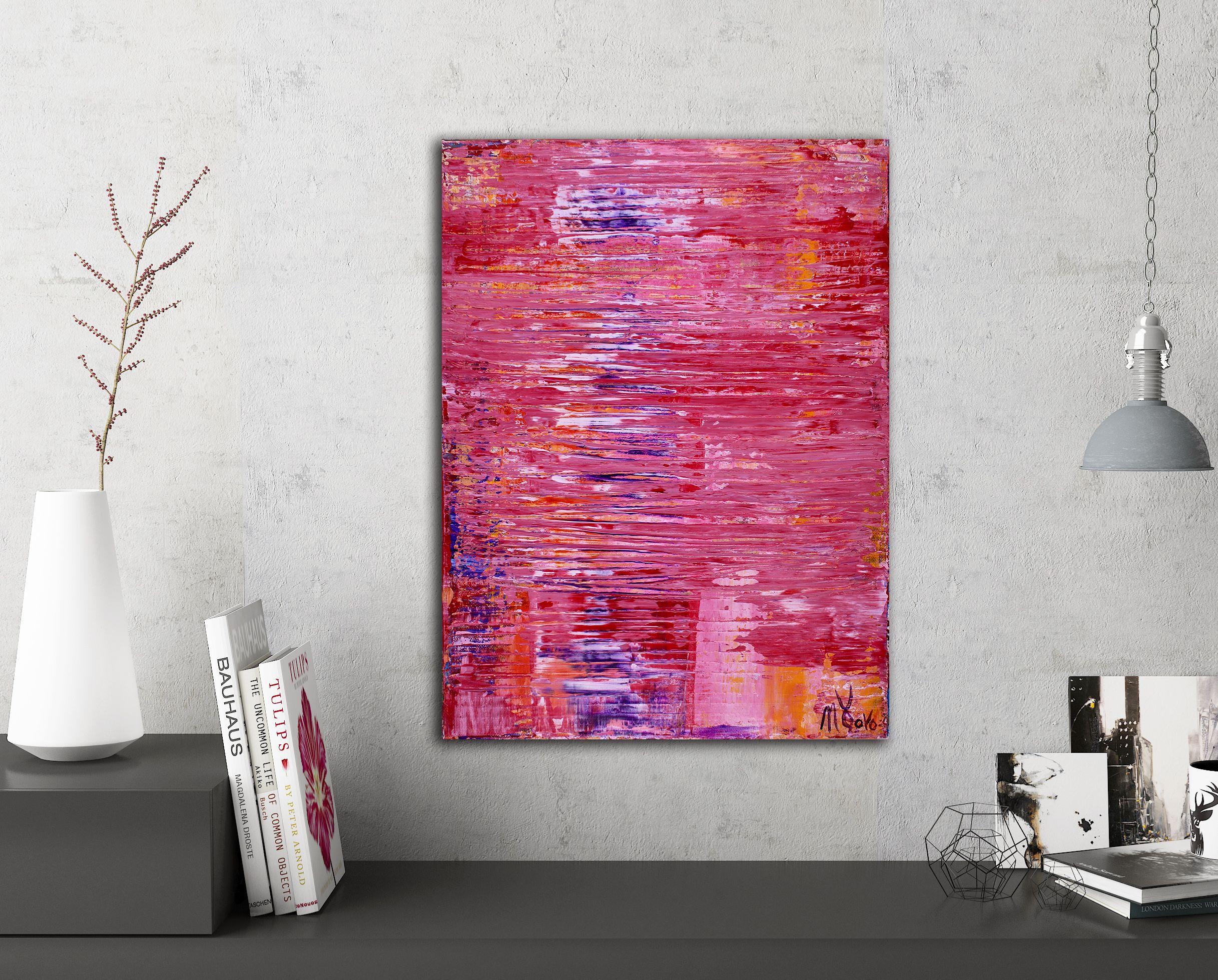 Arrampicata, Pittura, Acrilico su tela - Abstract Painting Rosa di Nestor Toro
