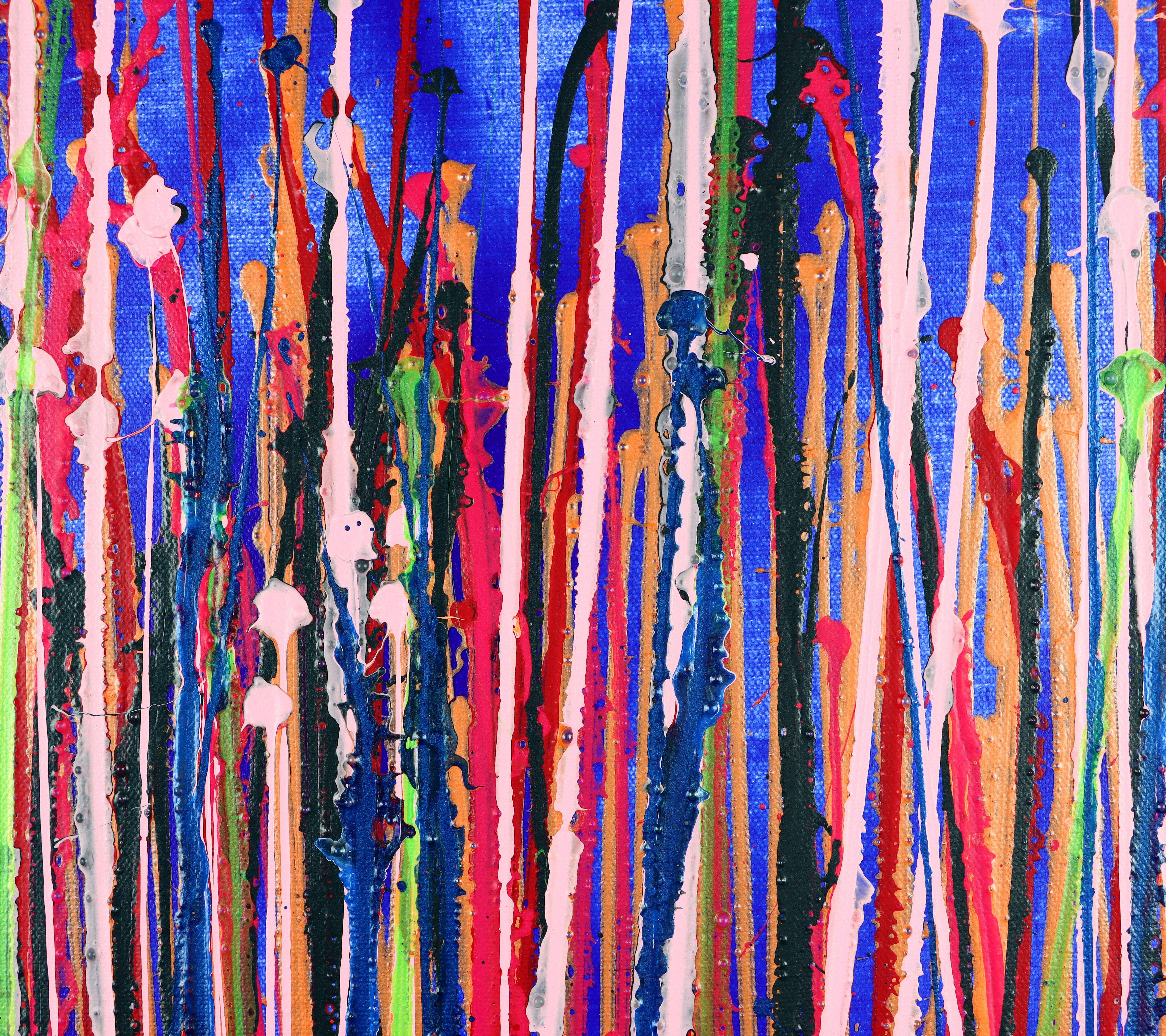 Blast de couleurs (Au-dessus du bleu), peinture, acrylique sur toile - Abstrait Painting par Nestor Toro