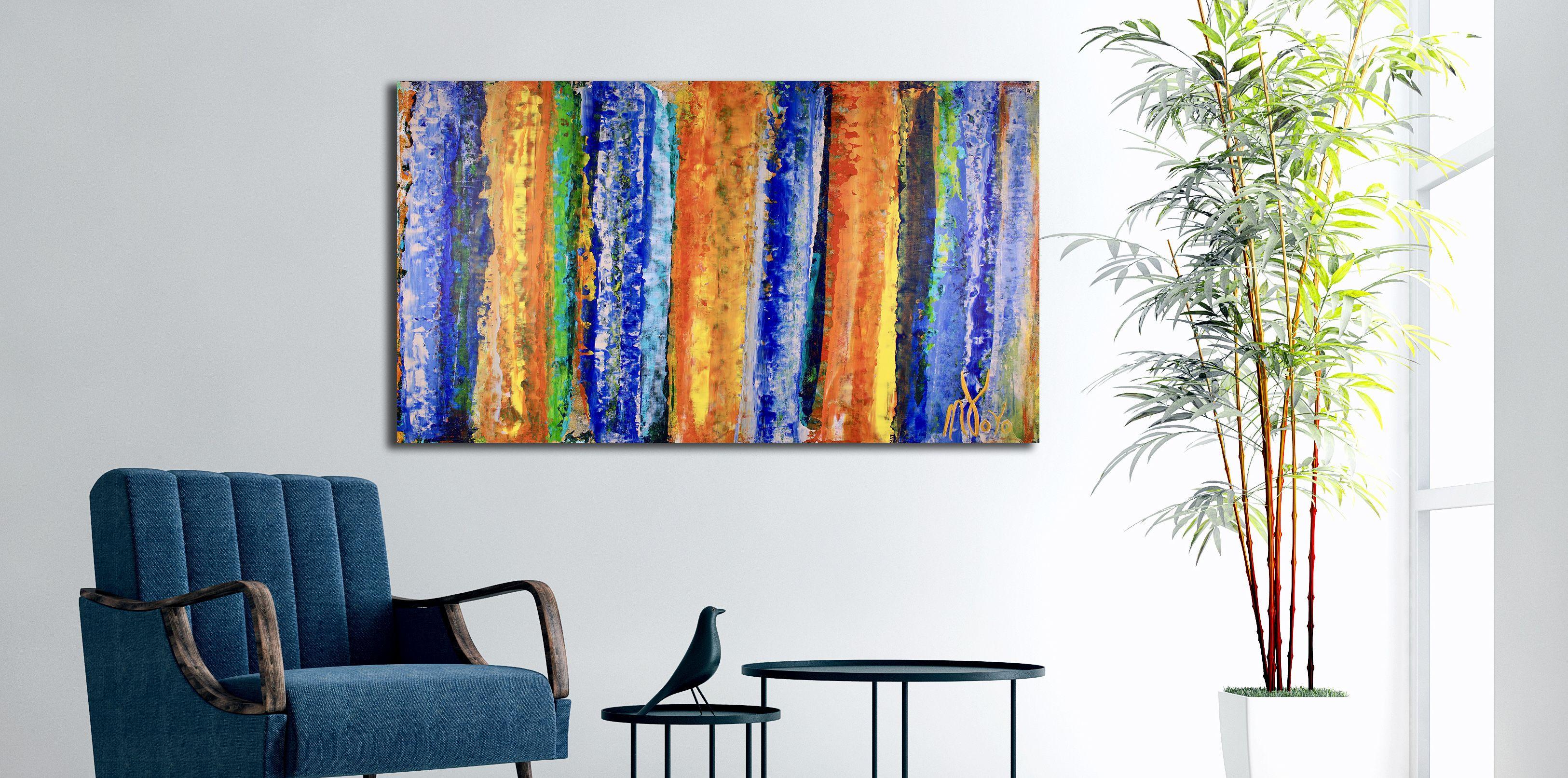 Color Frenzy 2, Pittura, Acrilico su tela - Abstract Painting Marrone di Nestor Toro