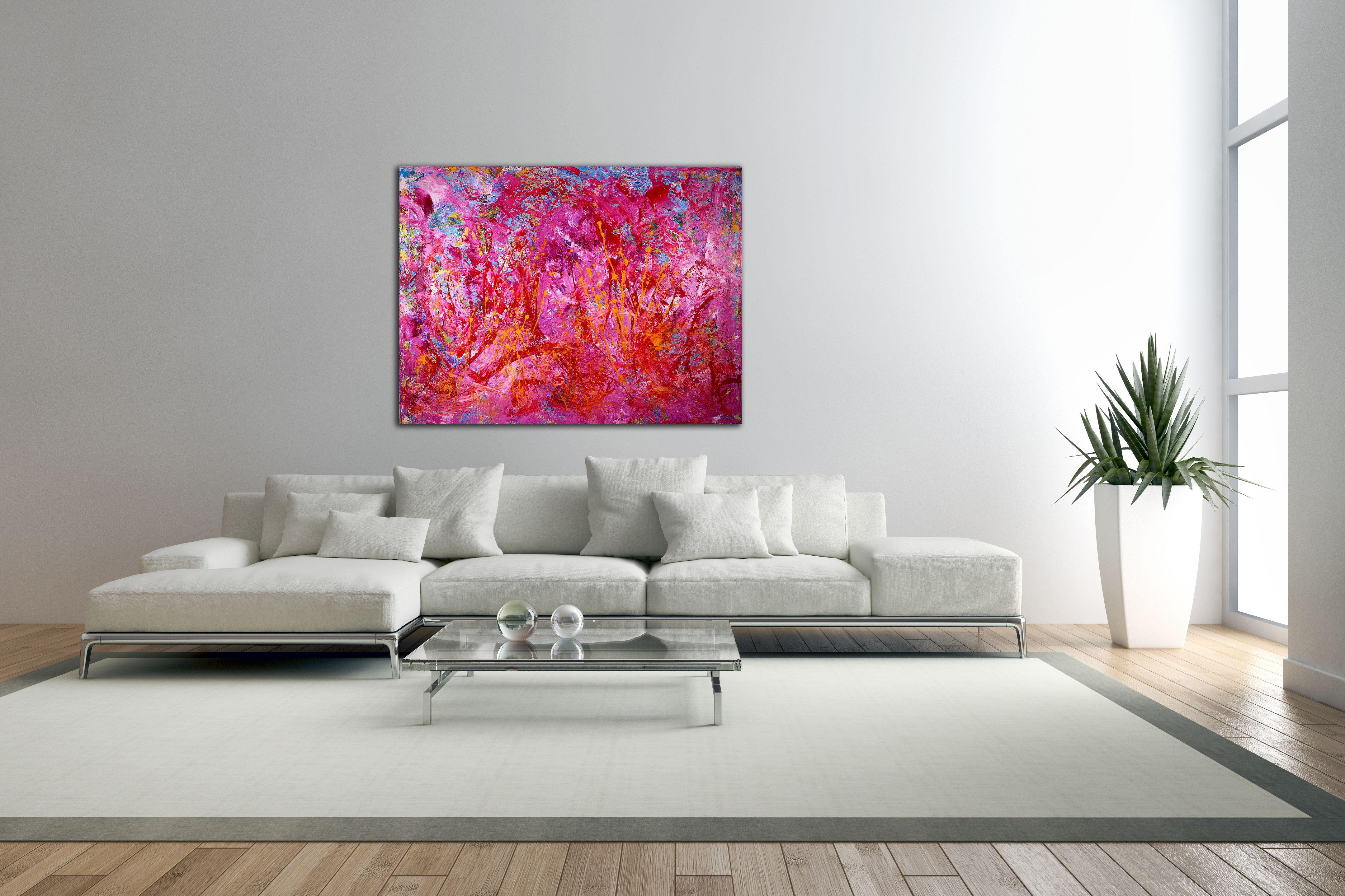 Color Revolution, Painting, Acrylic on Canvas - Pink Abstract Painting by Nestor Toro