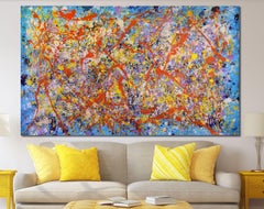 Storm of Color with shining lights ( Tempête de couleurs avec des lumières brillantes), peinture, acrylique sur toile